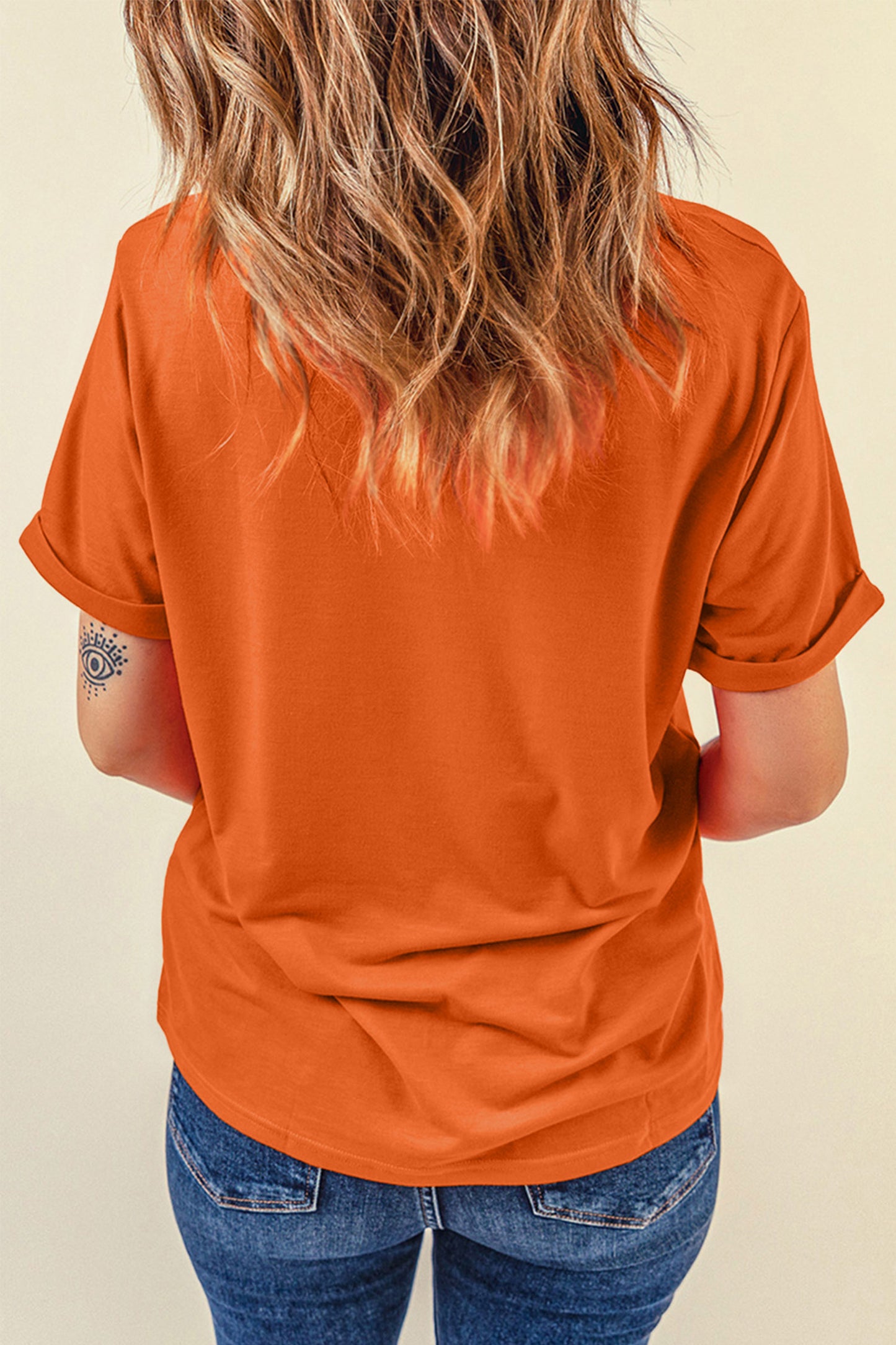 Orange PUMPKIN SEASON Letter Print Relaxed T Shirt-Graphic/Graphic Tees-[Adult]-[Female]-2022 Online Blue Zone Planet