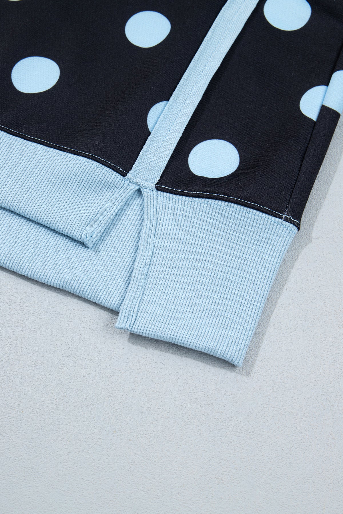White Polka Dot Contrast Patchwork Round Neck Baggy Sweatshirt-Tops/Sweatshirts & Hoodies-[Adult]-[Female]-2022 Online Blue Zone Planet