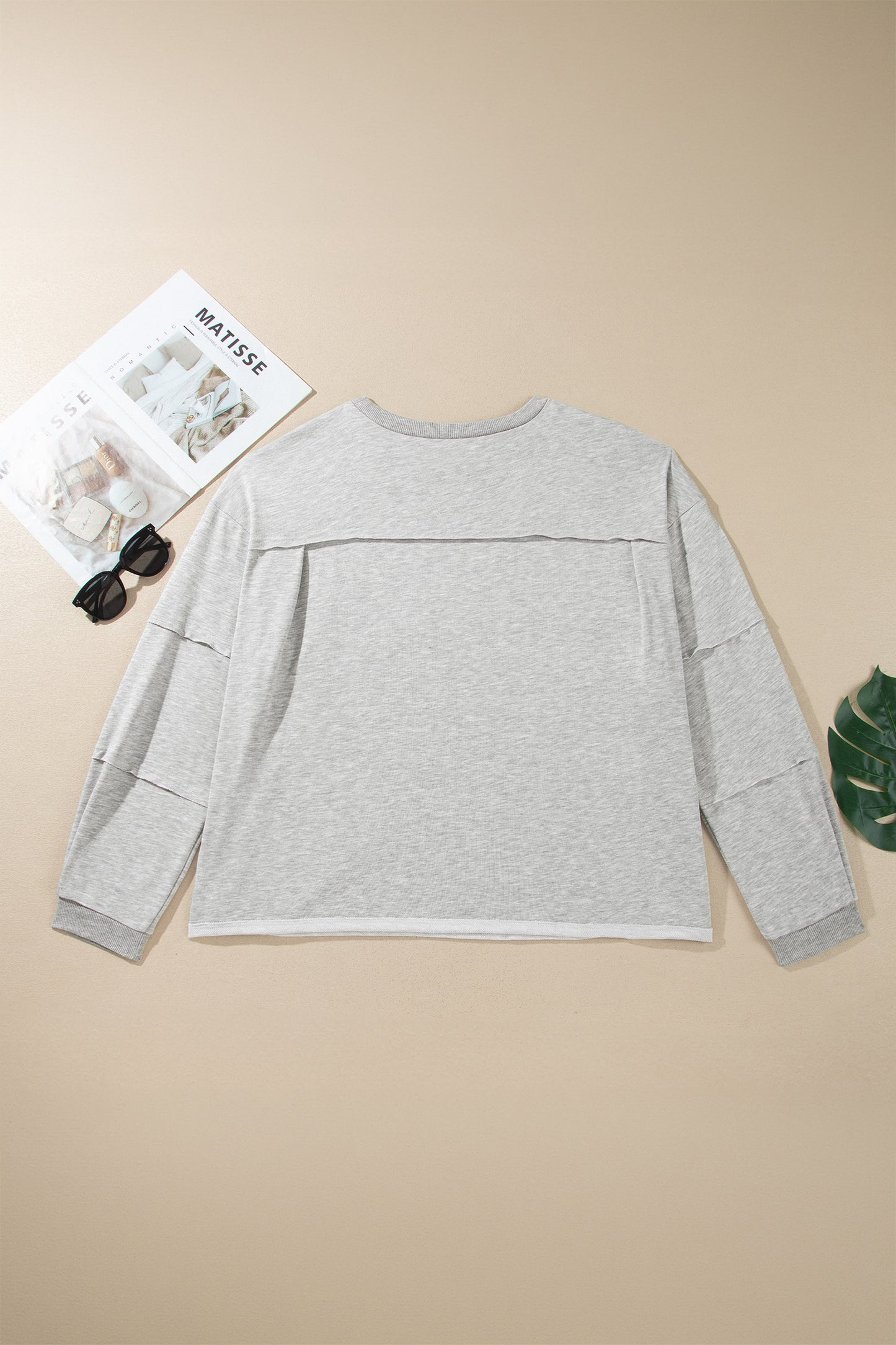 Light Grey Long Sleeve Patch Embroidery Tunic Plus Size Blouse-Plus Size/Plus Size Tops/Plus Size Long Sleeve Tops-[Adult]-[Female]-2022 Online Blue Zone Planet