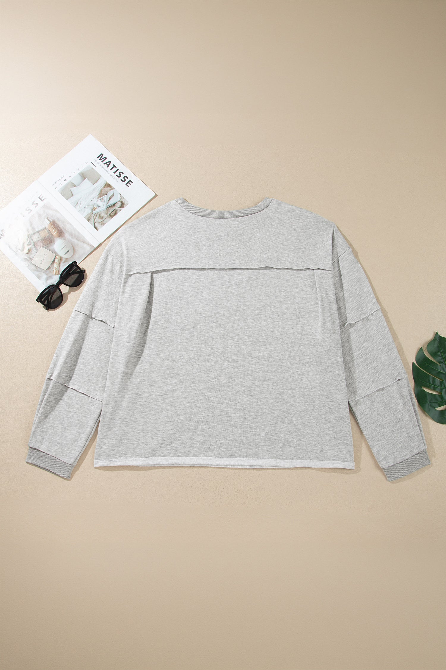 Light Grey Long Sleeve Patch Embroidery Tunic Plus Size Blouse-Plus Size/Plus Size Tops/Plus Size Long Sleeve Tops-[Adult]-[Female]-2022 Online Blue Zone Planet