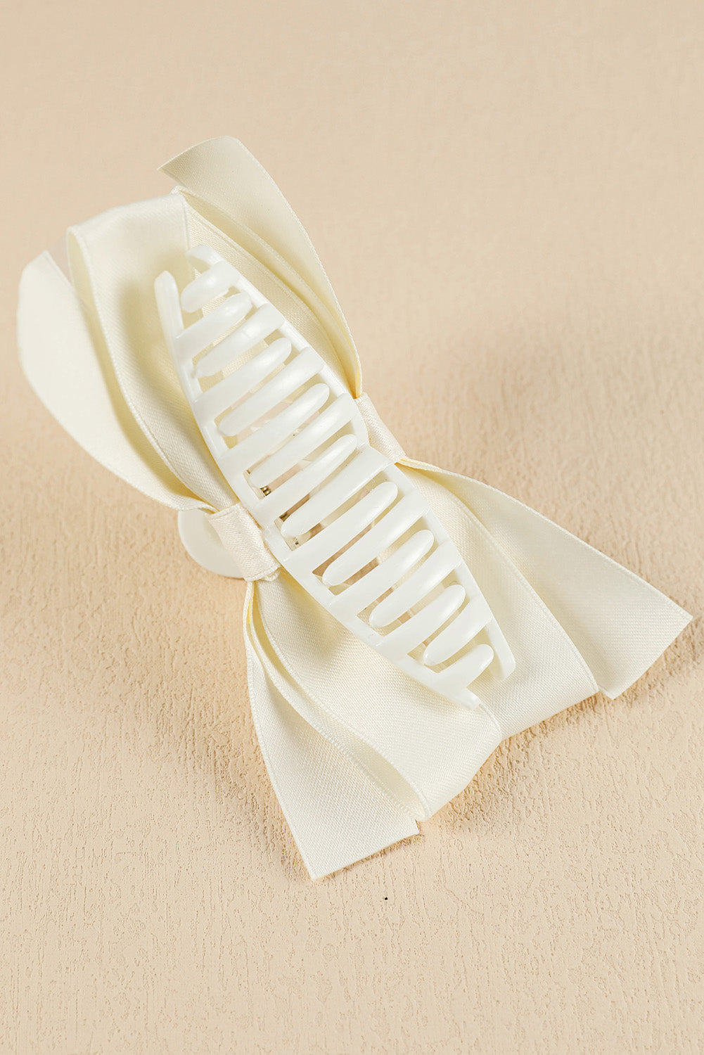 White Bow Decor Large Hair Claw Clip-Accessories/Headwear-[Adult]-[Female]-2022 Online Blue Zone Planet