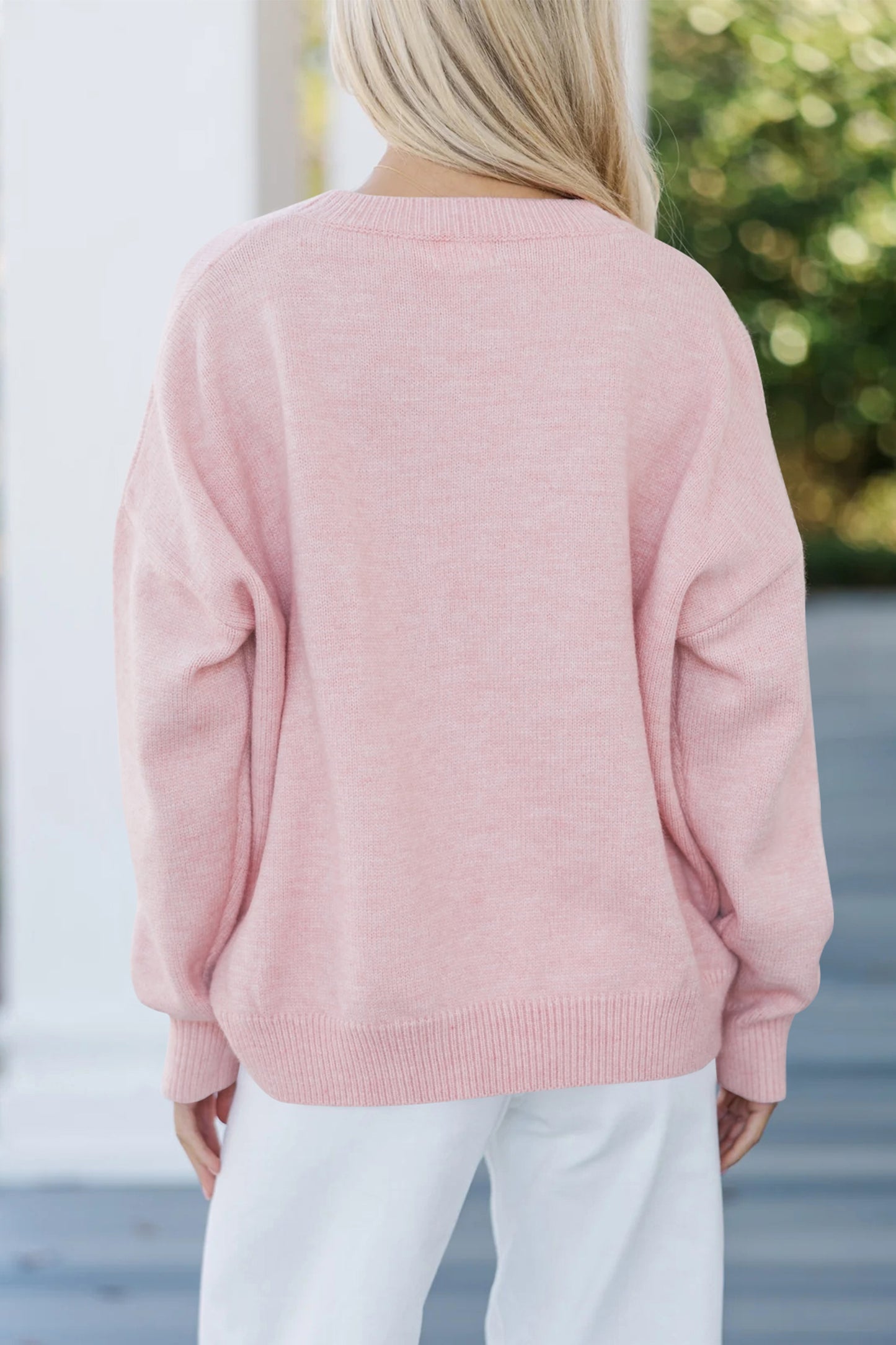 Pink Corded Love Script Graphic Baggy Sweater-TOPS / DRESSES-[Adult]-[Female]-2022 Online Blue Zone Planet