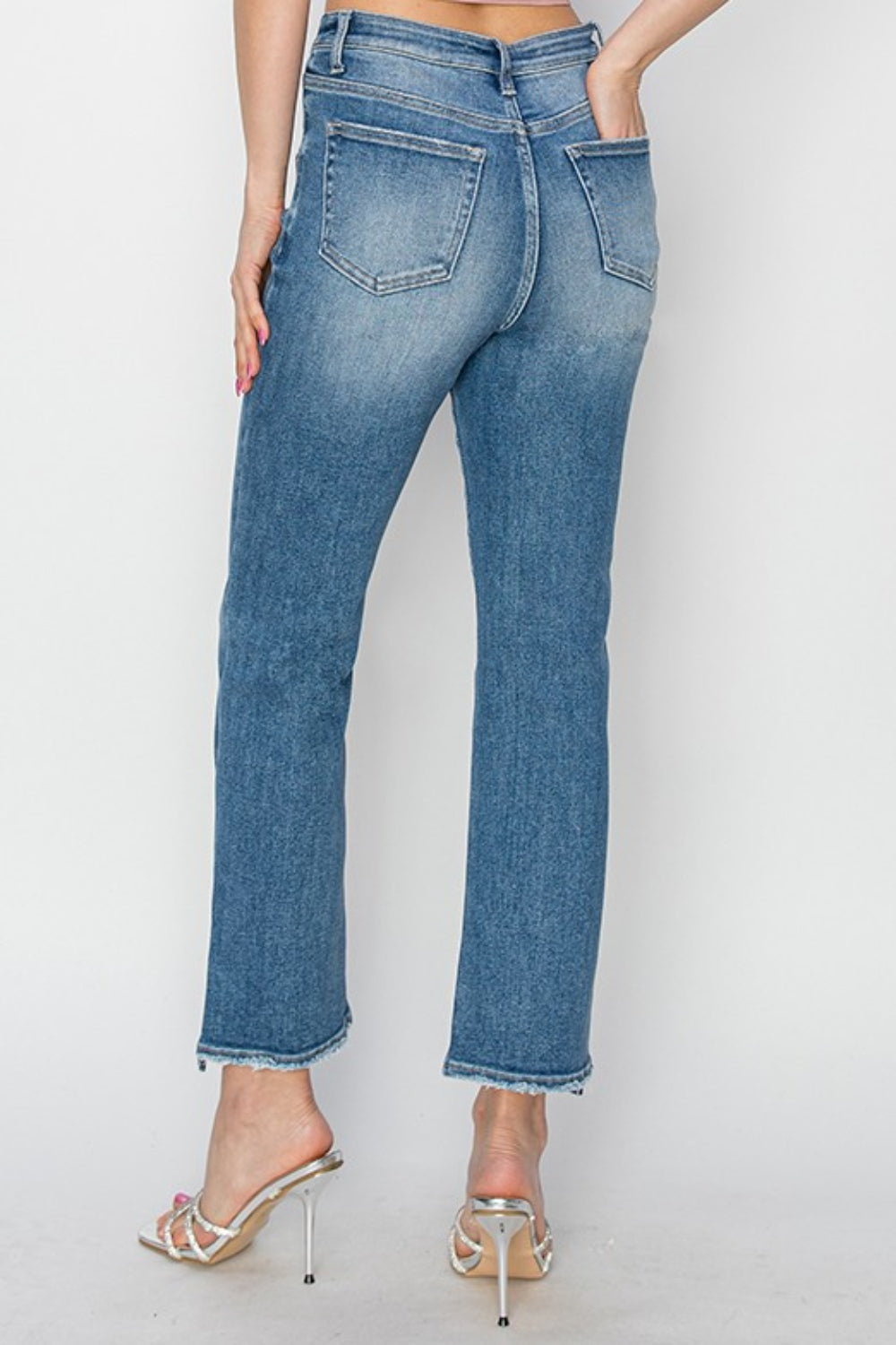 Blue Zone Planet | RISEN High Rise Slim Straight Jeans-BOTTOMS SIZES SMALL MEDIUM LARGE-[Adult]-[Female]-2022 Online Blue Zone Planet