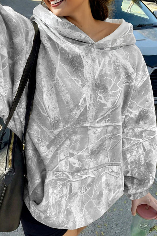 Gray Camouflage Woodland Print Oversized Sporty Hoodie-Tops / Dresses-[Adult]-[Female]-Gray-S-2022 Online Blue Zone Planet