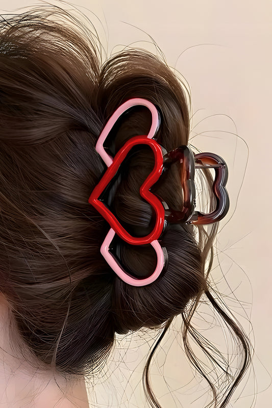 Bonbon Hollowed Heart Design Color Contrasted Acrylic Hair Claw Clip-Accessories/Headwear-[Adult]-[Female]-Bonbon-ONE SIZE-2022 Online Blue Zone Planet