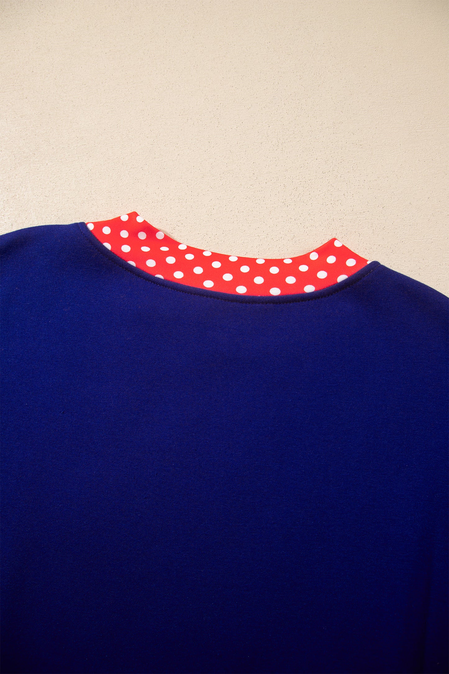 Dirty blue Colorblock Polka Dot Contrast Trim Oversized Sweatshirt-Tops/Sweatshirts & Hoodies-[Adult]-[Female]-2022 Online Blue Zone Planet