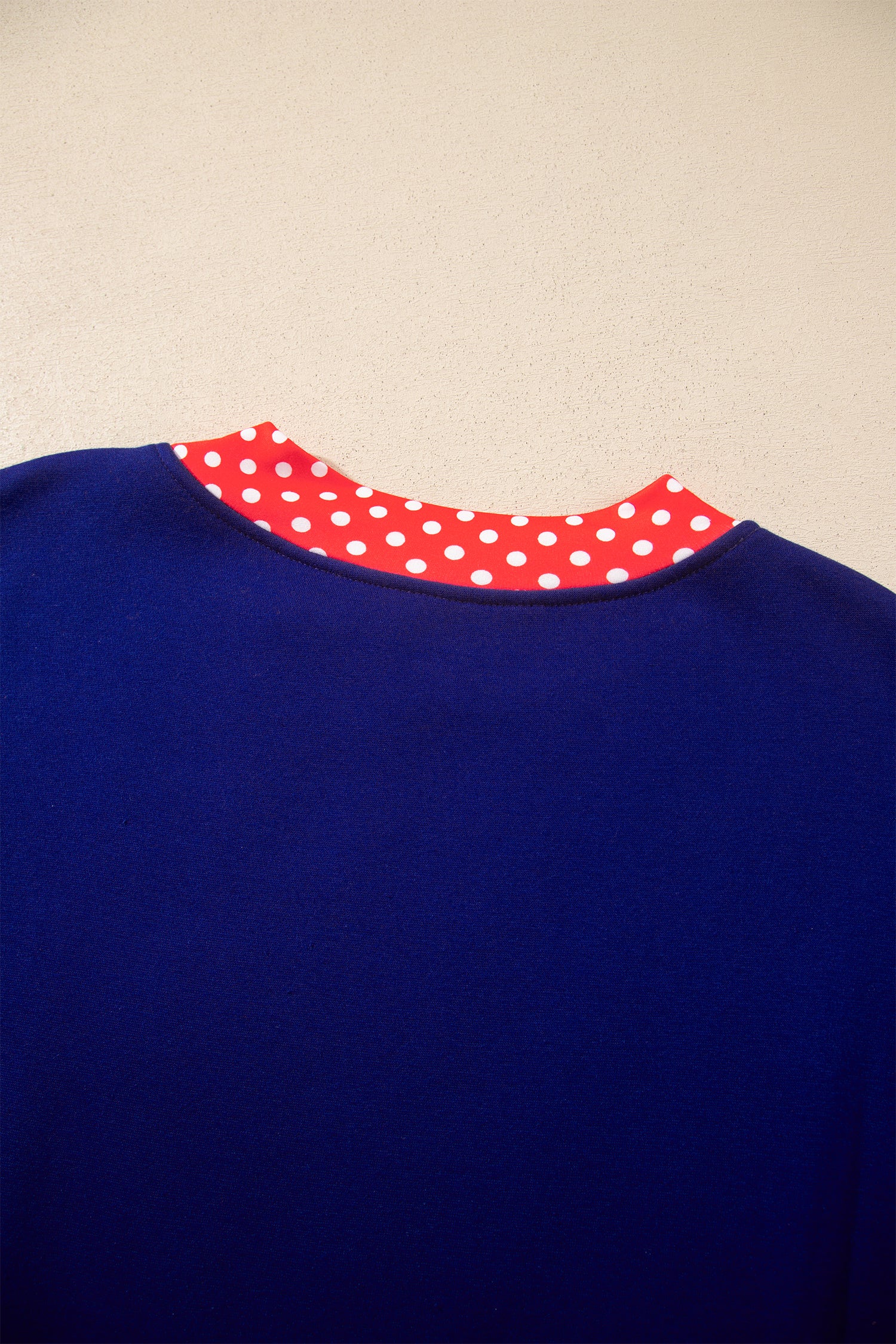 Dirty blue Colorblock Polka Dot Contrast Trim Oversized Sweatshirt-Tops/Sweatshirts & Hoodies-[Adult]-[Female]-2022 Online Blue Zone Planet