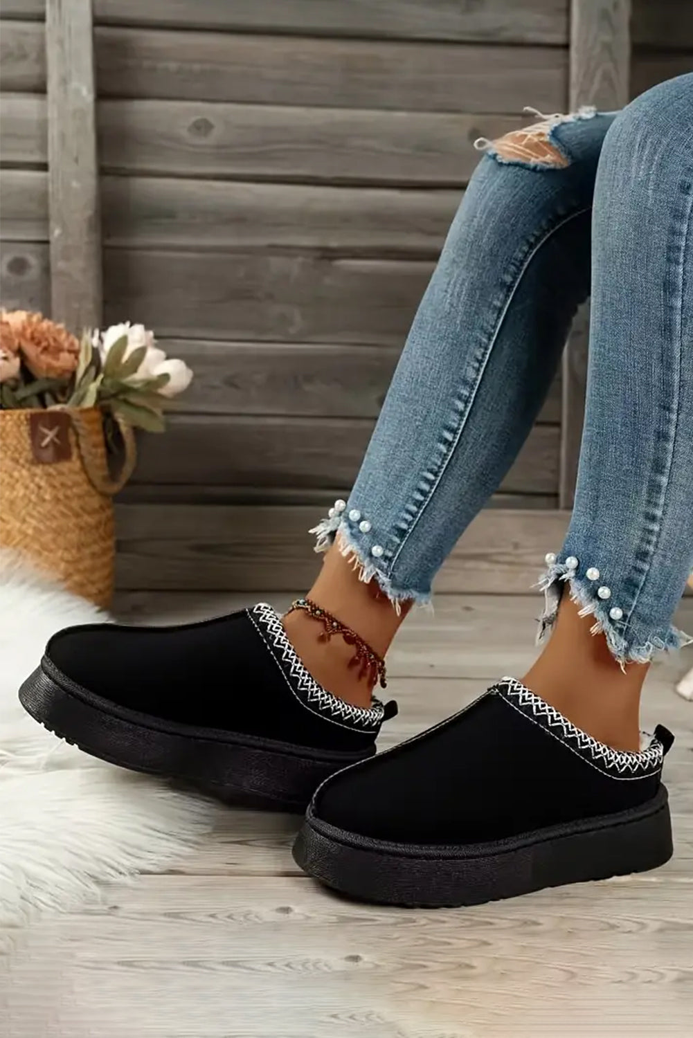 Chestnut Contrast Print Suede Plush Lined Snow Boots-Shoes & Bags/Boots-[Adult]-[Female]-2022 Online Blue Zone Planet
