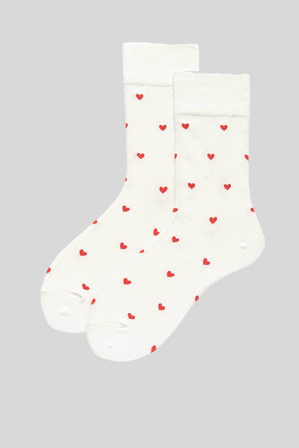 White Valentines Heart Pattern Crew Socks-Accessories/Socks-[Adult]-[Female]-2022 Online Blue Zone Planet