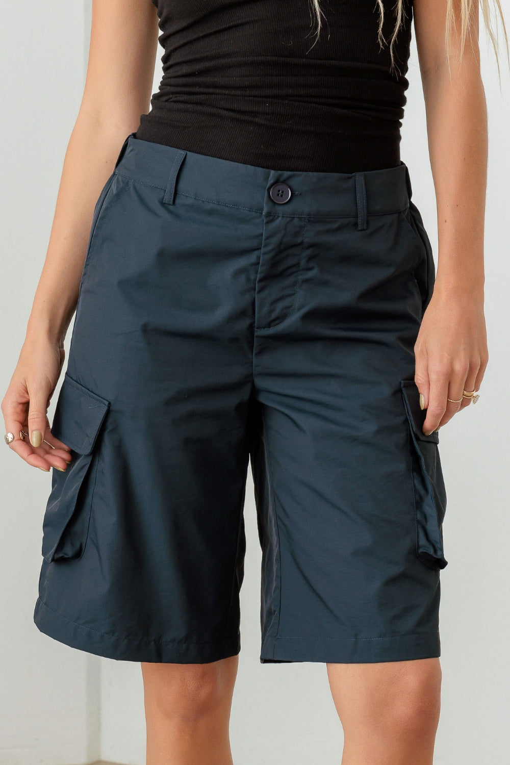 Blue Zone Planet | Le Lis Navy Cargo Bermuda Shorts-TOPS / DRESSES-[Adult]-[Female]-Navy-XS-2022 Online Blue Zone Planet