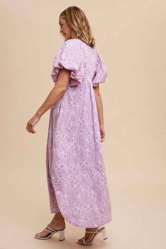 Annie Wear Floral Smock Detail Puff Sleeve Dress-TOPS / DRESSES-[Adult]-[Female]-2022 Online Blue Zone Planet