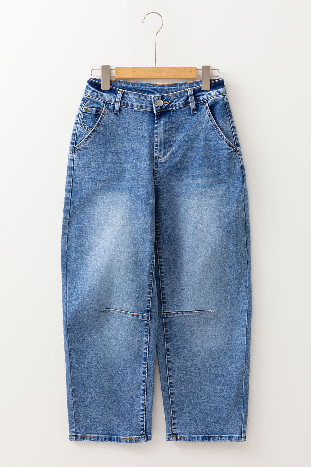 Dusk Blue High Waist Straight Leg Ankle Jeans-Bottoms/Jeans-[Adult]-[Female]-2022 Online Blue Zone Planet