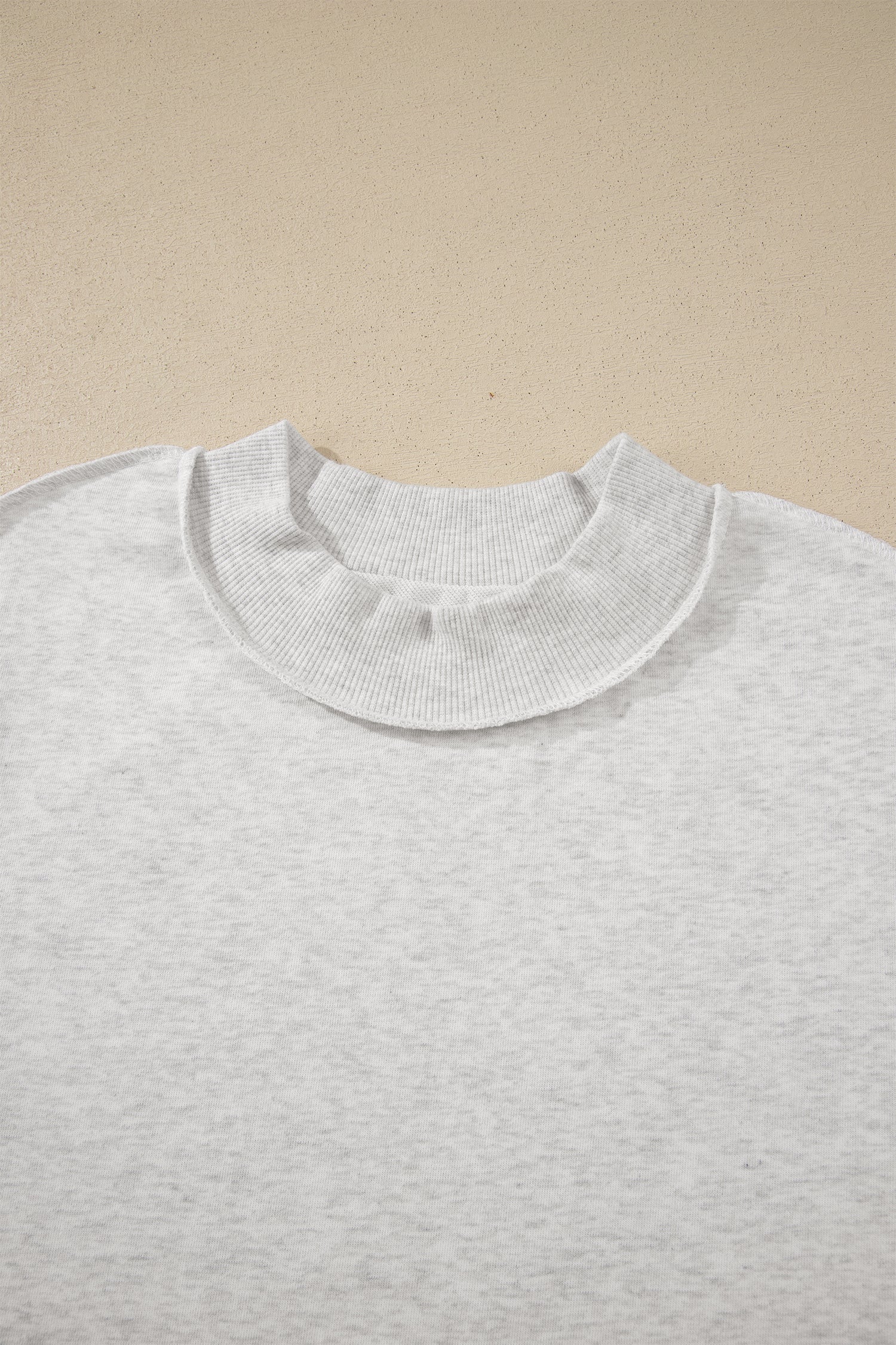 Light Grey Exposed Seam Detail Mock Neck Tee-Tops/Tops & Tees-[Adult]-[Female]-2022 Online Blue Zone Planet