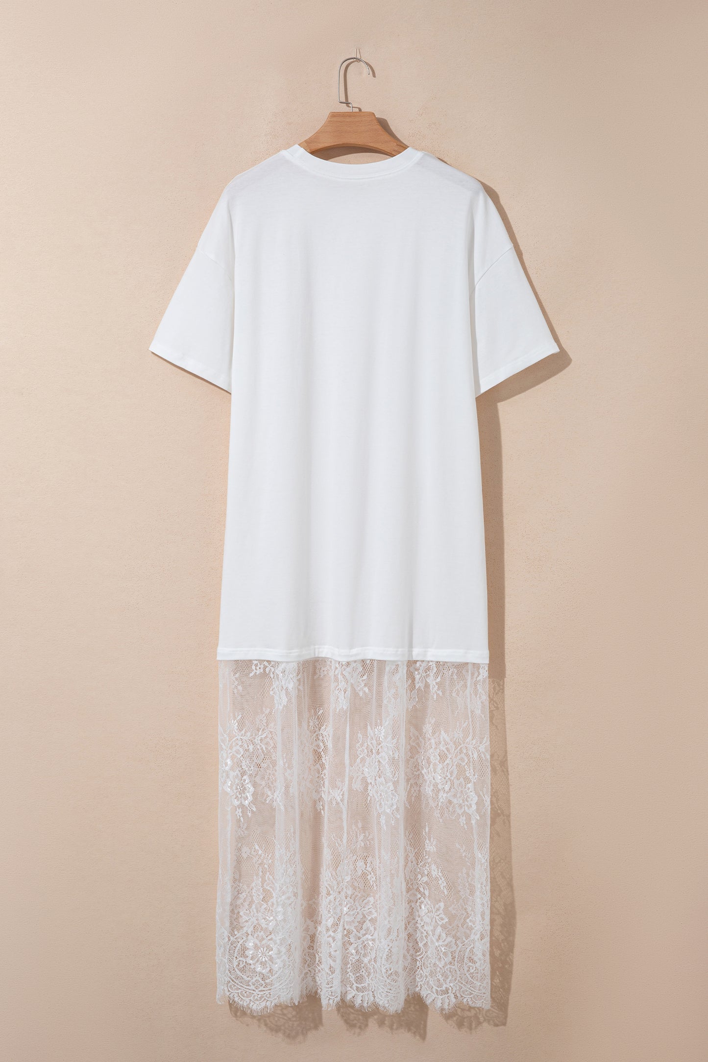 White Floral Patchwork Short Sleeve T Shirt Loose Maxi Dress-TOPS / DRESSES-[Adult]-[Female]-2022 Online Blue Zone Planet