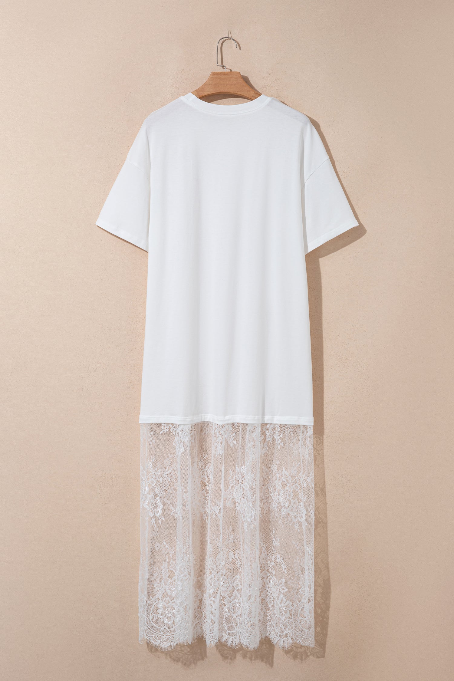 White Floral Patchwork Short Sleeve T Shirt Loose Maxi Dress-TOPS / DRESSES-[Adult]-[Female]-2022 Online Blue Zone Planet