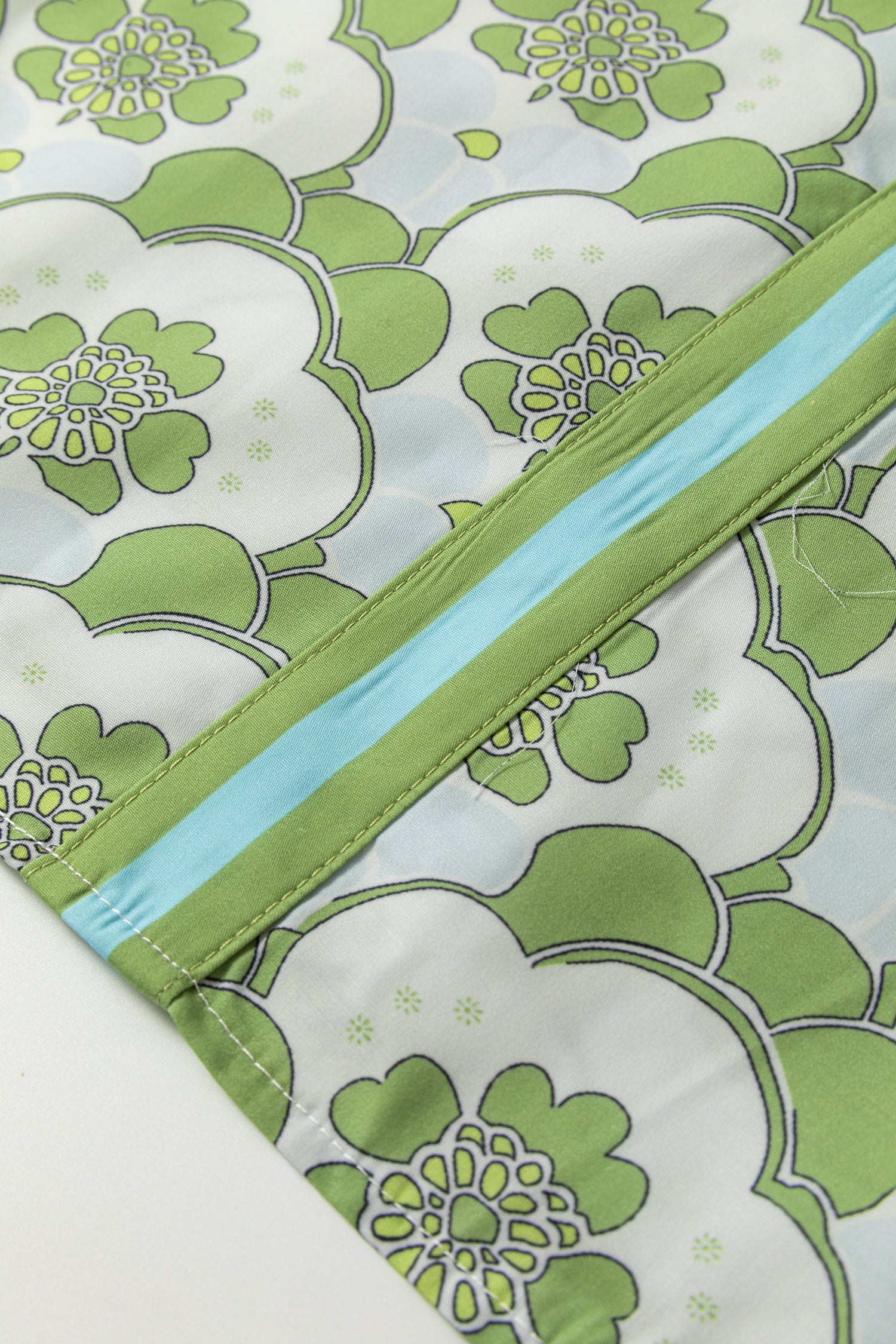 Green Floral Clouds Ruffled Short Sleeve Summer Blouse-Tops/Blouses & Shirts-[Adult]-[Female]-2022 Online Blue Zone Planet