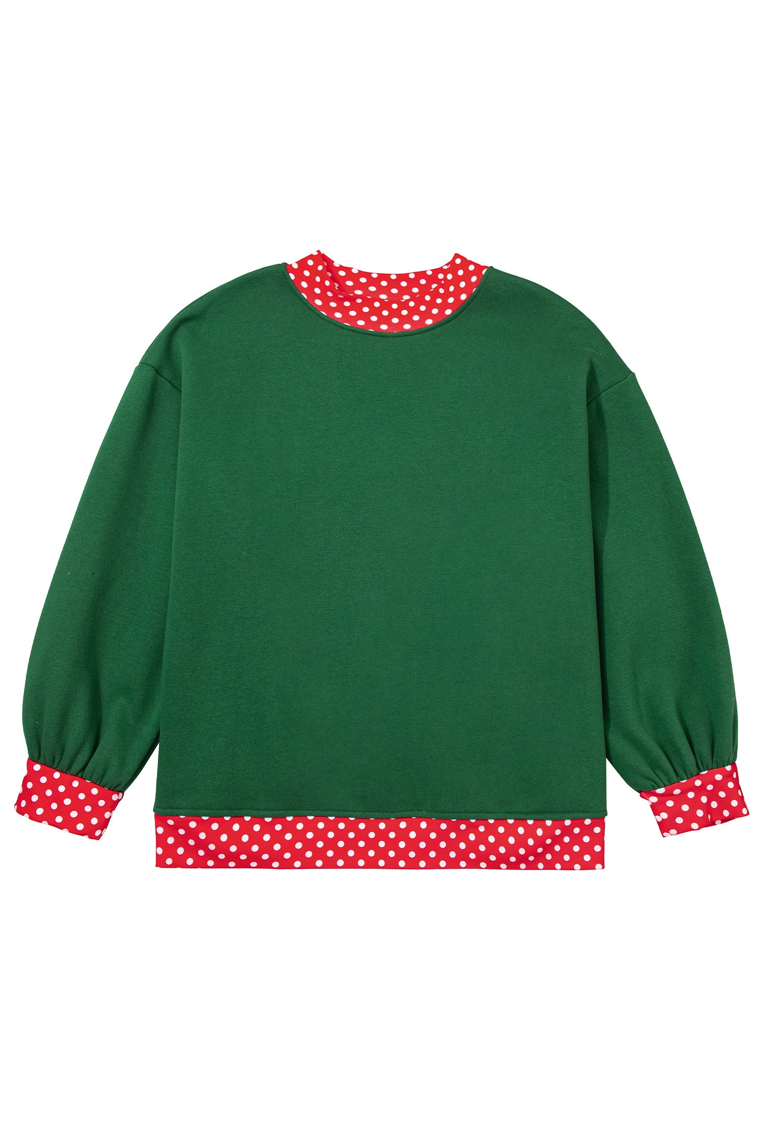 Orange Polka Dot Patchwork Round Neck Plus Size Sweatshirt-Plus Size/Plus Size Sweatshirts & Hoodies-[Adult]-[Female]-2022 Online Blue Zone Planet