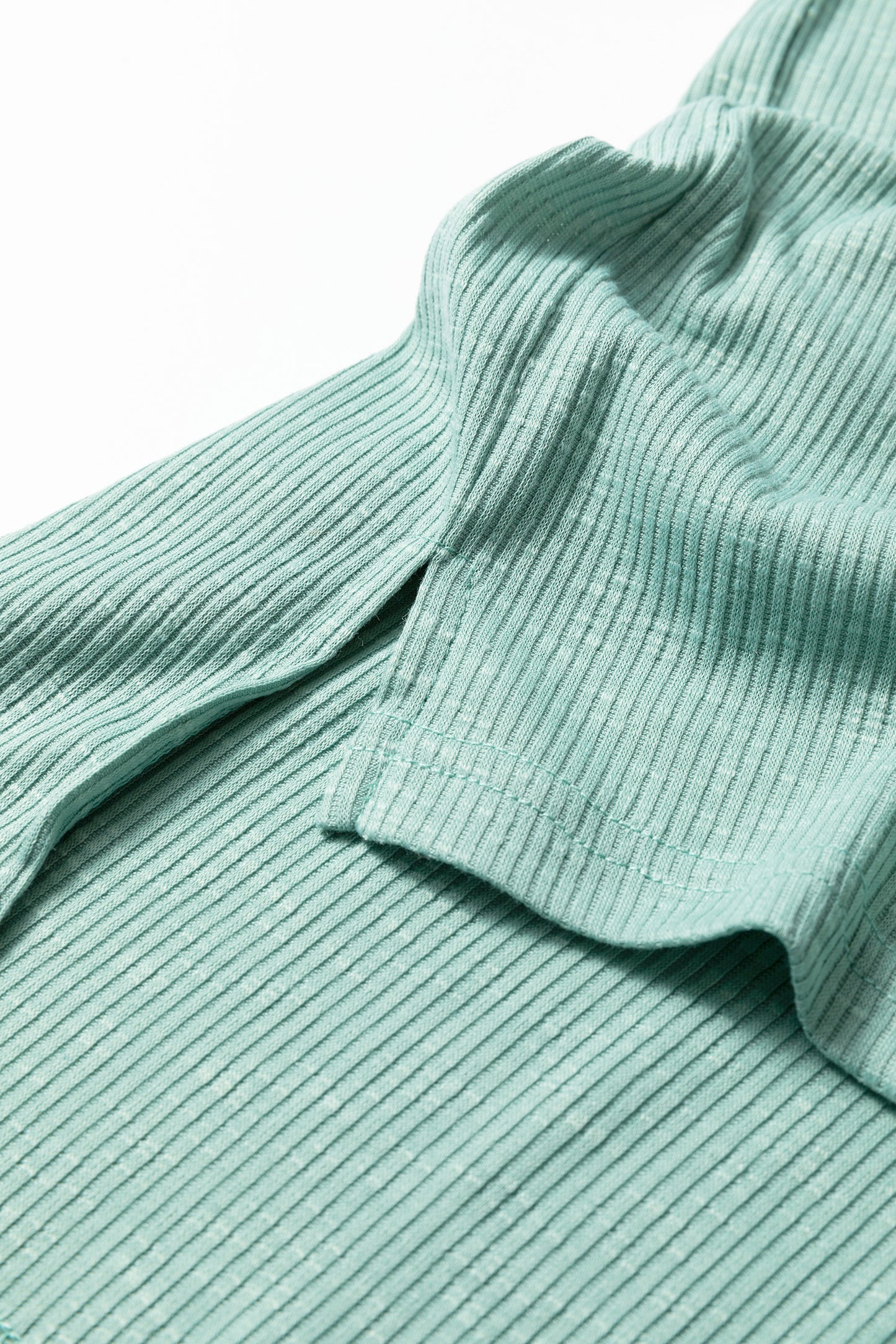 Mist Green Ribbed Camouflage Patchwork Plus Size V Neck Tee-Plus Size/Plus Size Tops/Plus Size Tops & Tees-[Adult]-[Female]-2022 Online Blue Zone Planet