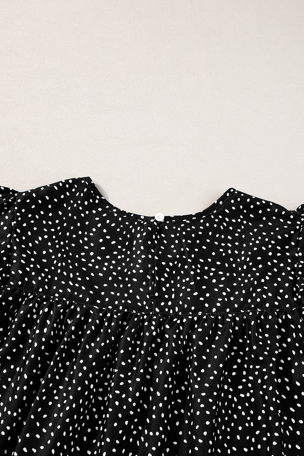 Laurel Green Dotted Ruffle Sleeve Crew Neck Ruched Blouse-Tops/Blouses & Shirts-[Adult]-[Female]-2022 Online Blue Zone Planet