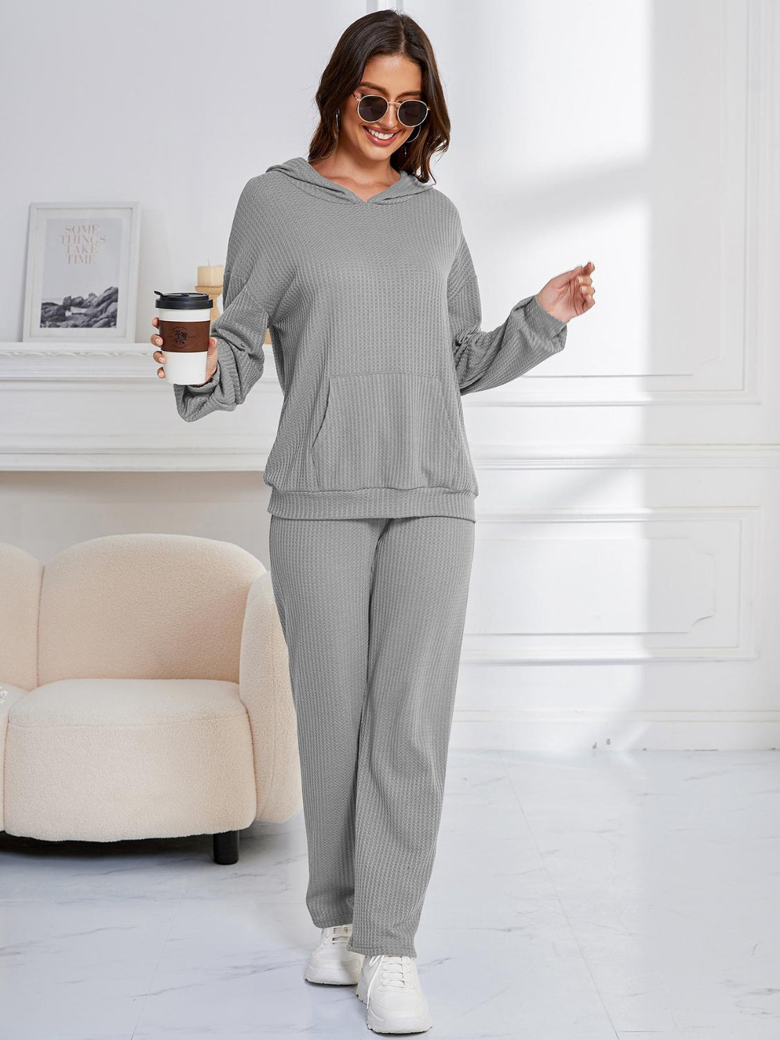 Dropped Shoulder Long Sleeve Hoodie and Pants Set-TOPS / DRESSES-[Adult]-[Female]-2022 Online Blue Zone Planet