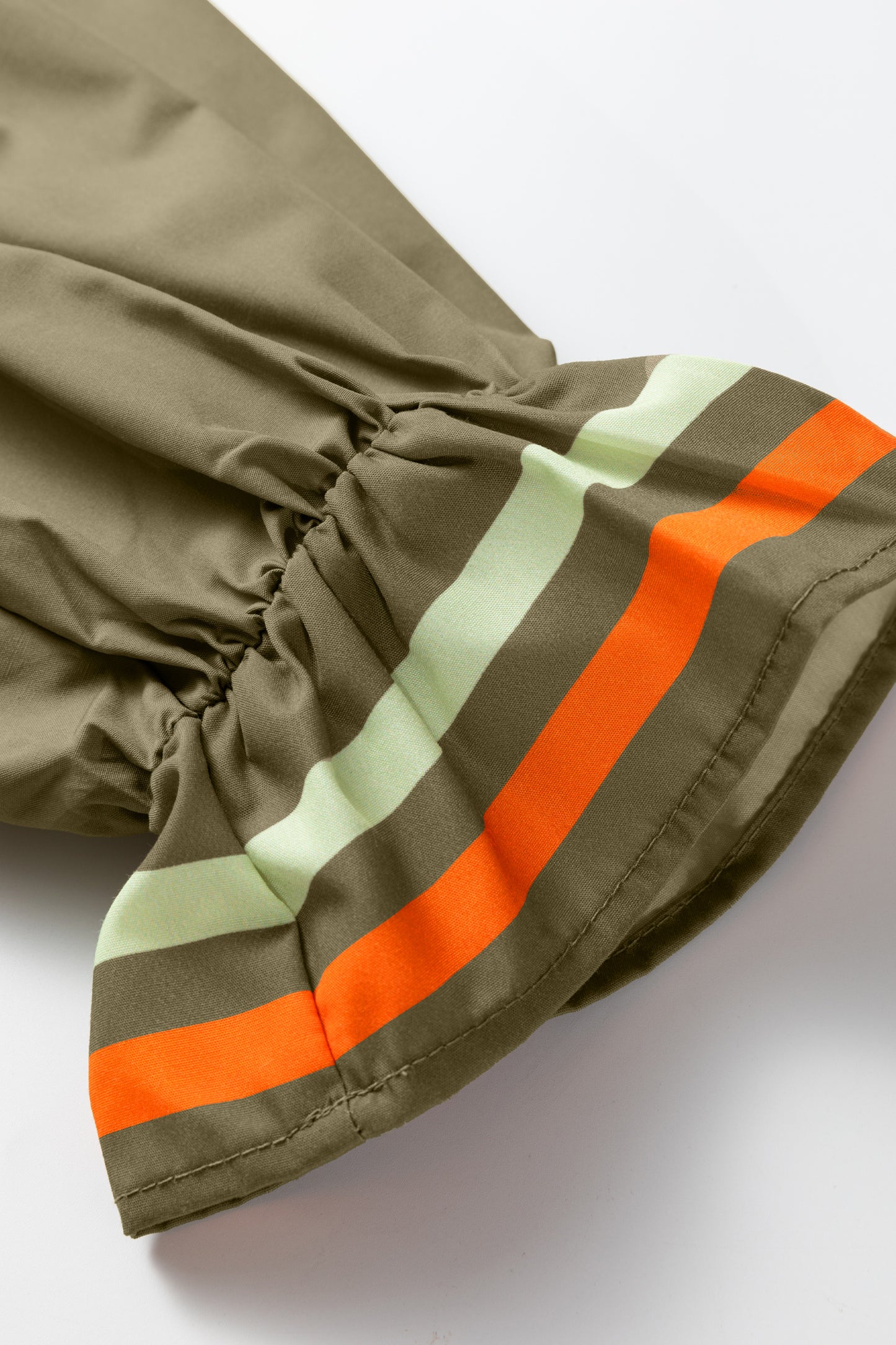 Four Leaf Clover Striped Trim Ruffle Split Neck Long Sleeve Blouse-Tops/Blouses & Shirts-[Adult]-[Female]-2022 Online Blue Zone Planet