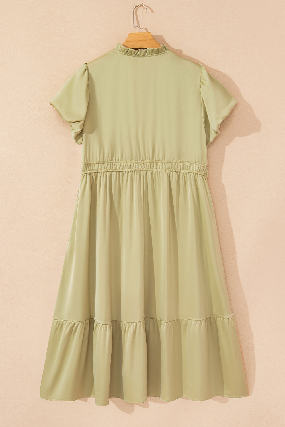 Laurel Green Notched V Neck Puff Sleeve Plus Size Maxi Dress