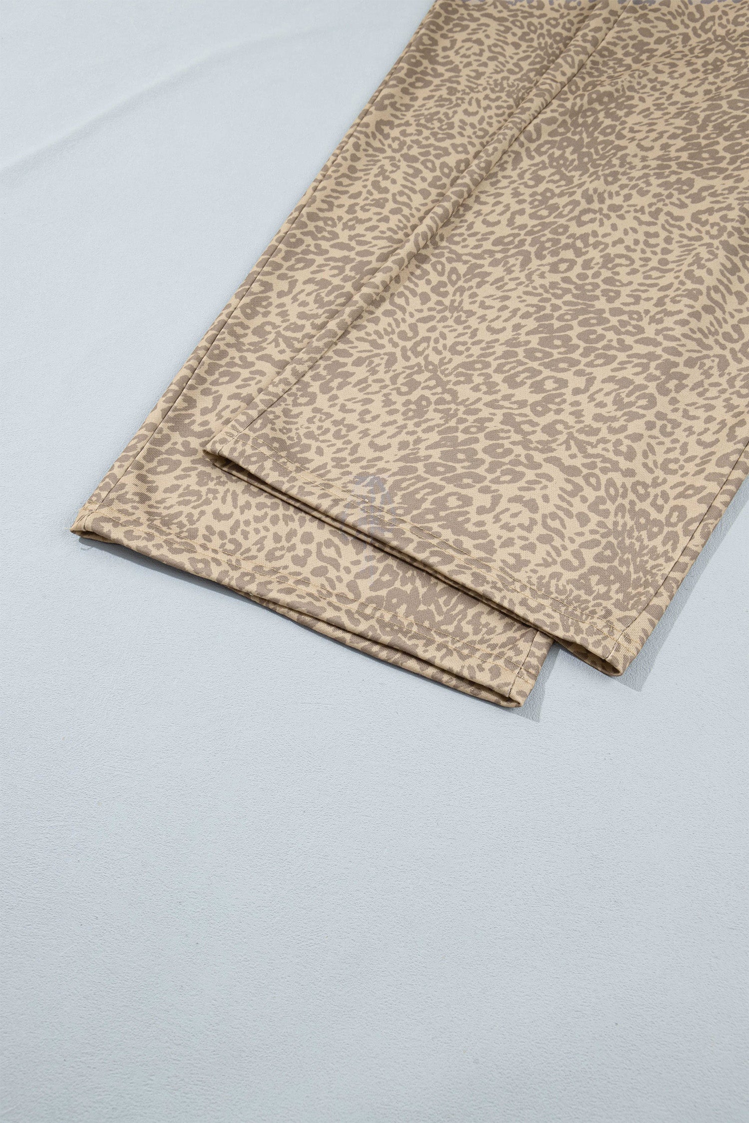 Khaki Leopard Star Print Long Sleeve Loose Casual Two Piece Pants Set-Two Piece Sets/Pant Sets-[Adult]-[Female]-2022 Online Blue Zone Planet