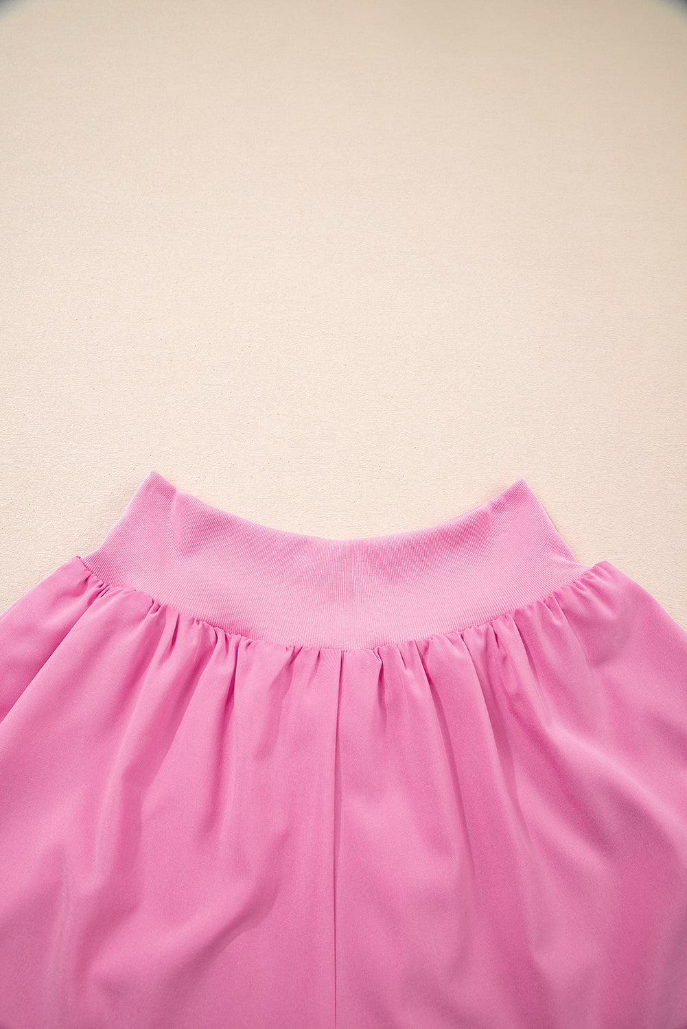 Bright Pink Crossed Waist Tiered Flowy Shorts-Bottoms/Casual Shorts-[Adult]-[Female]-2022 Online Blue Zone Planet