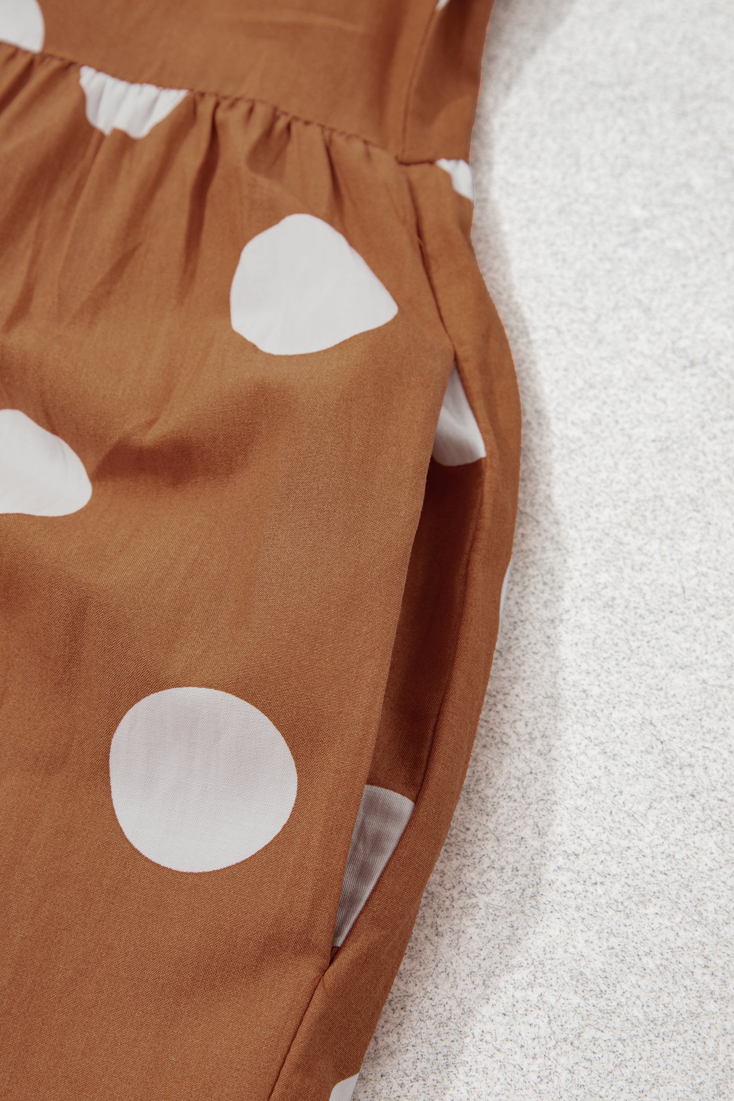Brown Polka Dot Button Front Long Sleeve Shift Dress-TOPS / DRESSES-[Adult]-[Female]-2022 Online Blue Zone Planet
