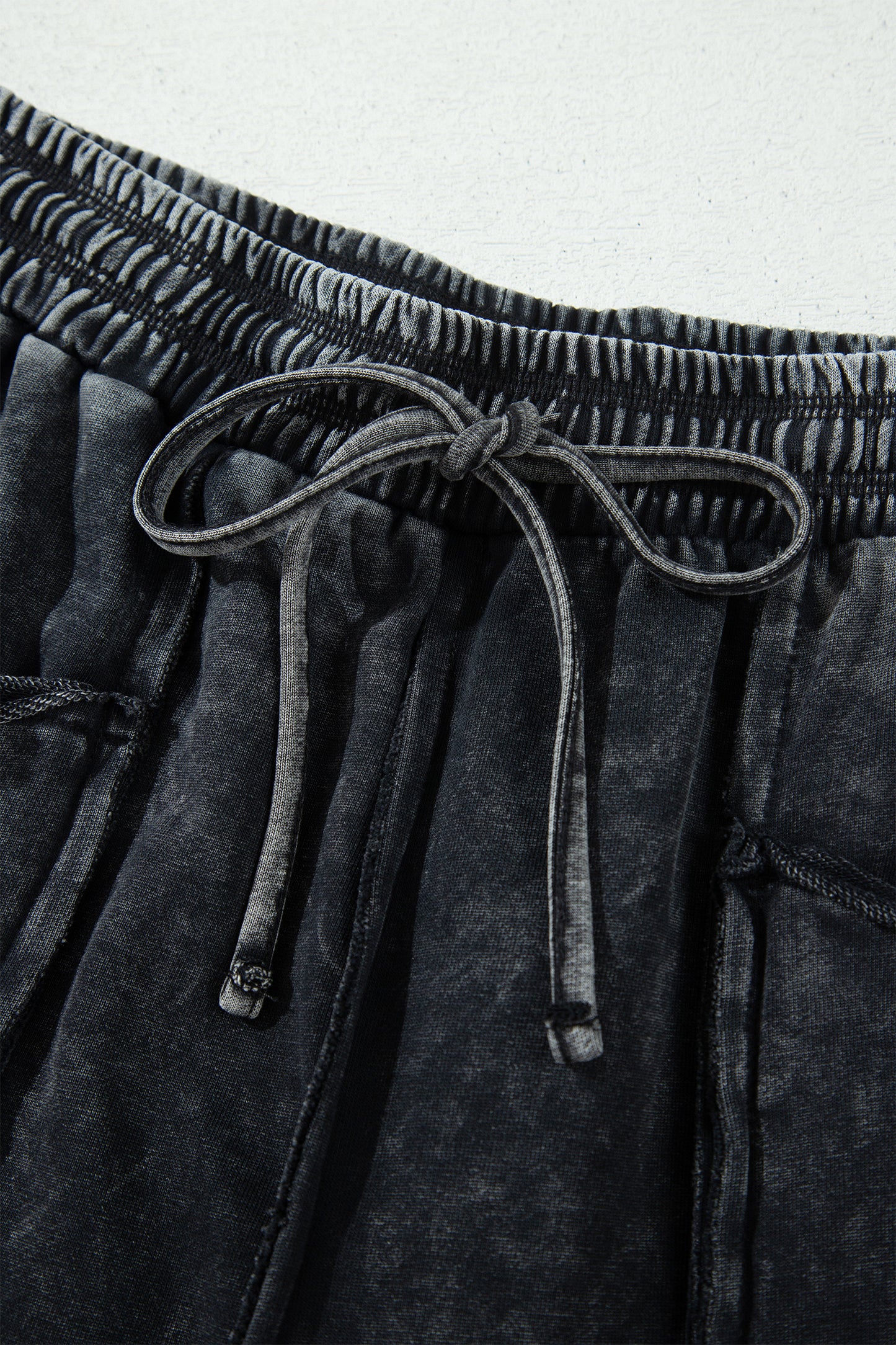 Black Mineral Wash Raw Seam Drawstring Elastic Waist Barrel Pants-Bottoms/Pants & Culotte-[Adult]-[Female]-2022 Online Blue Zone Planet