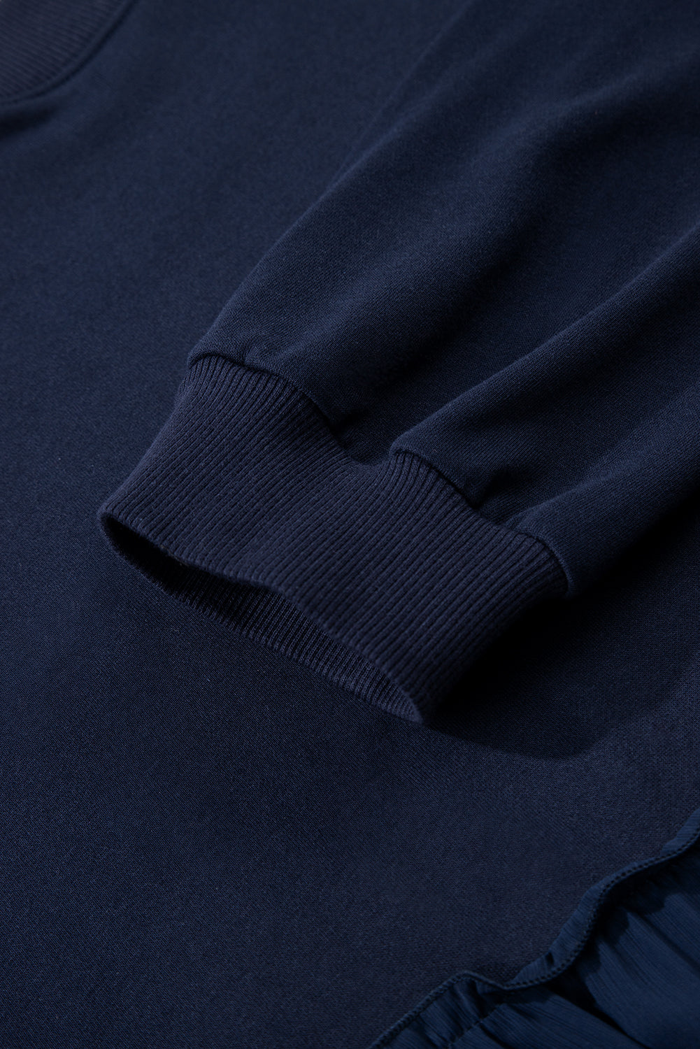 Navy Blue Tiered Ruffle Ribbed Crew Neck Pullover Plus Size Top-Plus Size/Plus Size Tops/Plus Size Blouses & Shirts-[Adult]-[Female]-2022 Online Blue Zone Planet