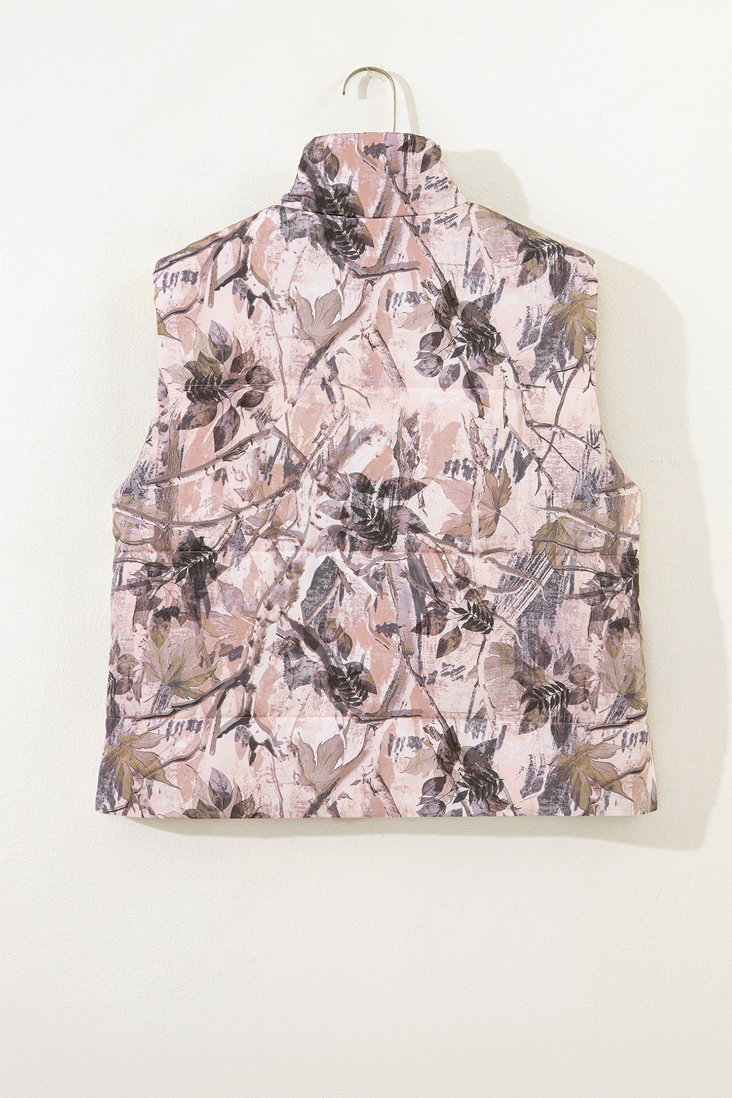 Brown Camo Leaf Print Winter Puffer Vest-TOPS / DRESSES-[Adult]-[Female]-2022 Online Blue Zone Planet