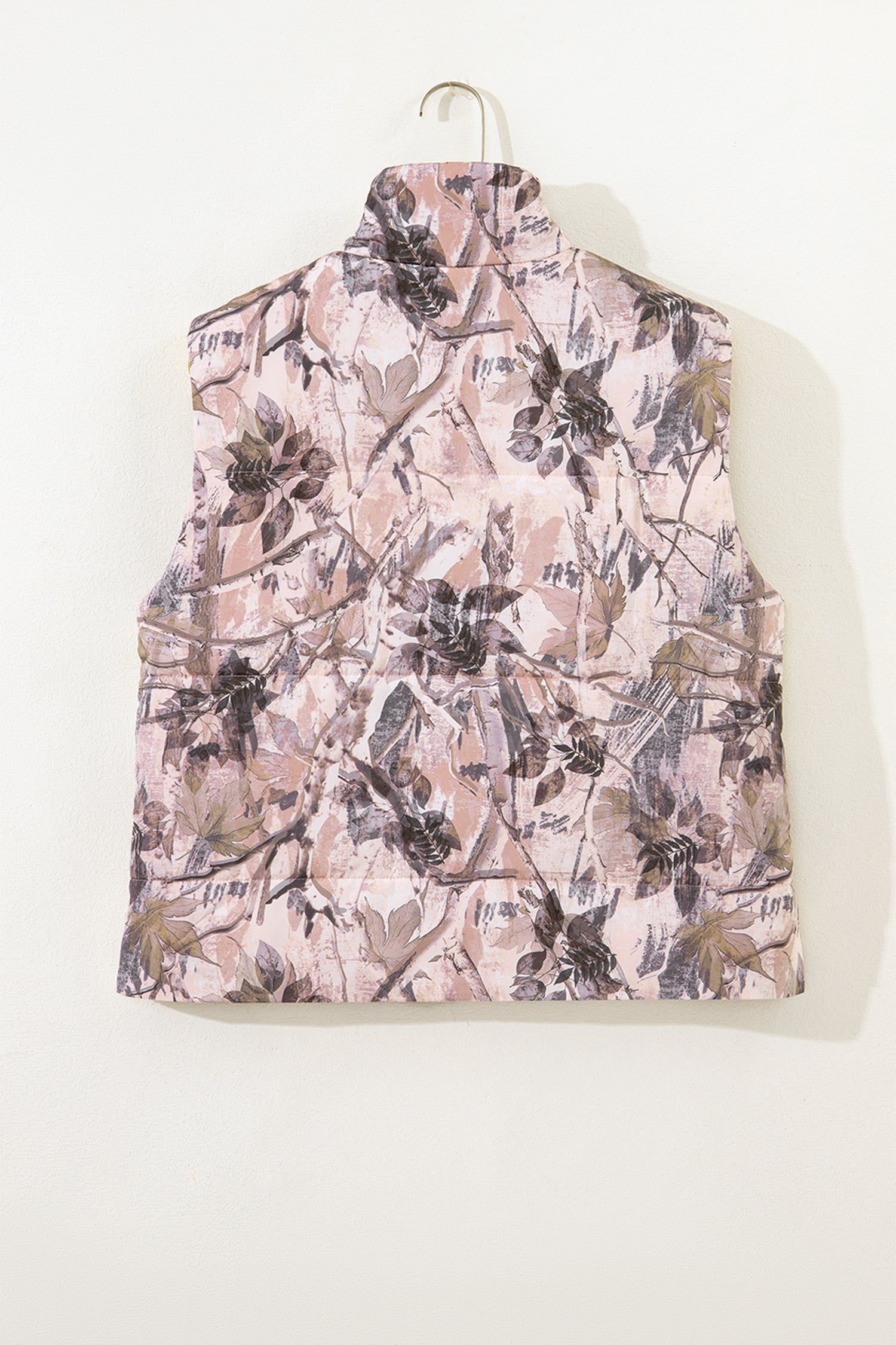 Brown Camo Leaf Print Winter Puffer Vest-TOPS / DRESSES-[Adult]-[Female]-2022 Online Blue Zone Planet