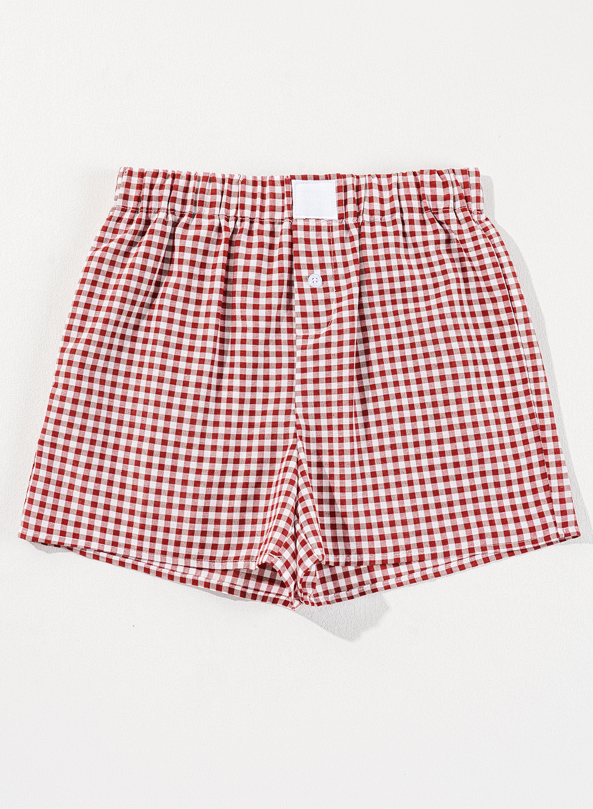 Blue Zone Planet | Red Plaid Gingham Printed High Waist Shorts-Bottoms/Casual Shorts-[Adult]-[Female]-2022 Online Blue Zone Planet