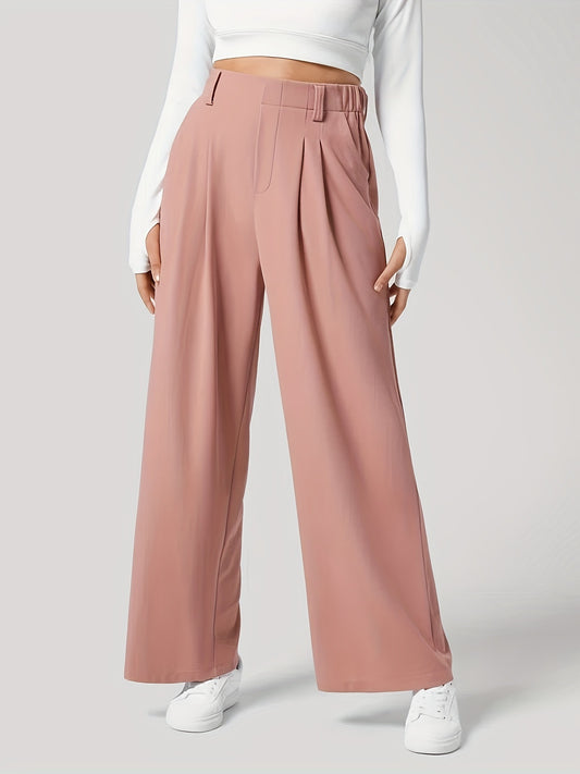 Blue Zone Planet | Wide Leg Pants with Pockets-BOTTOMS SIZES SMALL MEDIUM LARGE-[Adult]-[Female]-Pale Blush-XS-2022 Online Blue Zone Planet