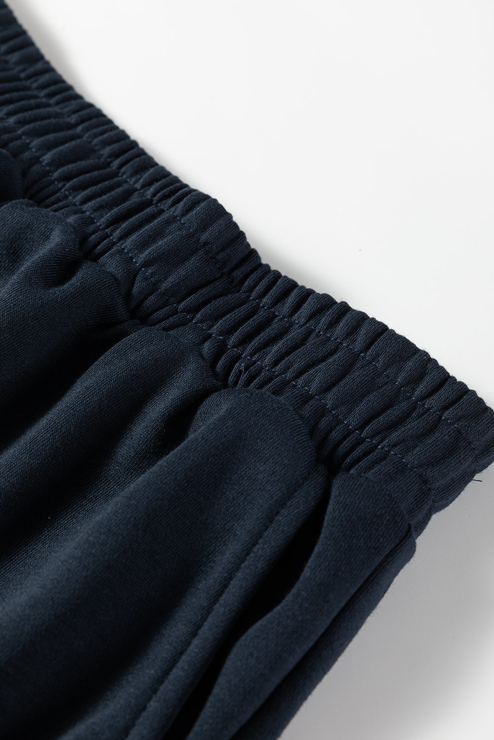 Navy Blue Color Block Patchwork Half Button Pullover and Shorts 2pcs Outfit-Two Piece Sets/Short Sets-[Adult]-[Female]-2022 Online Blue Zone Planet