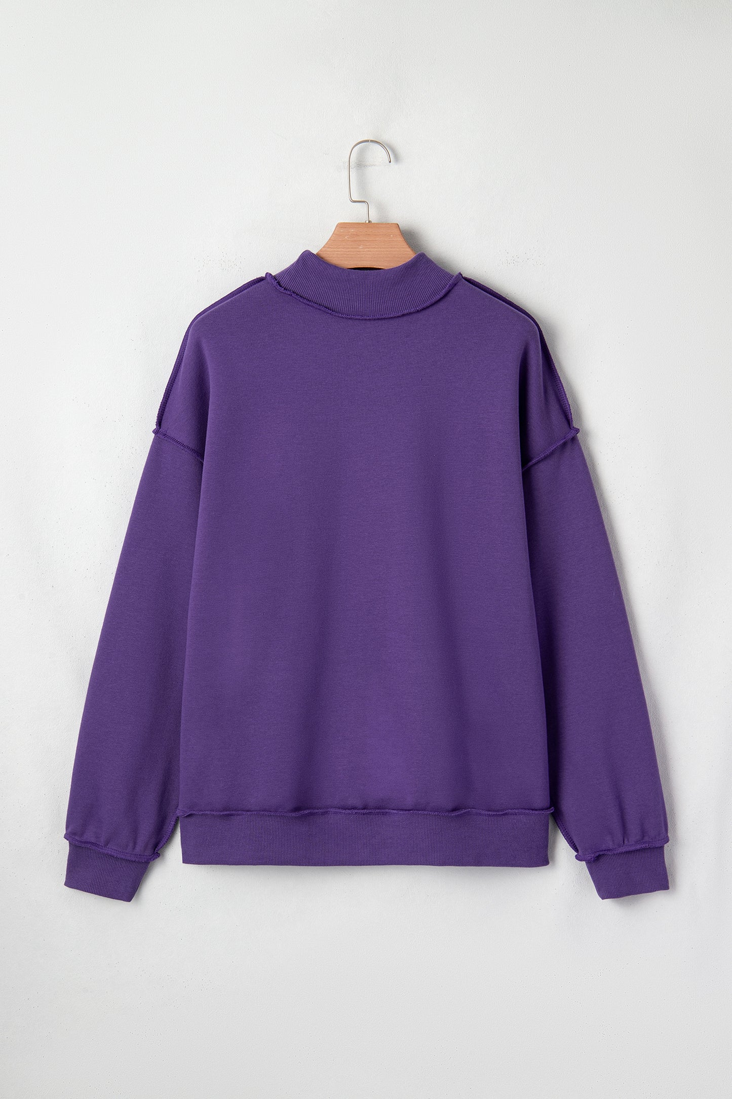 Tillandsia Purple Oversize Drop Shoulder Reversible Mock Neck Sweatshirt-Tops/Sweatshirts & Hoodies-[Adult]-[Female]-2022 Online Blue Zone Planet