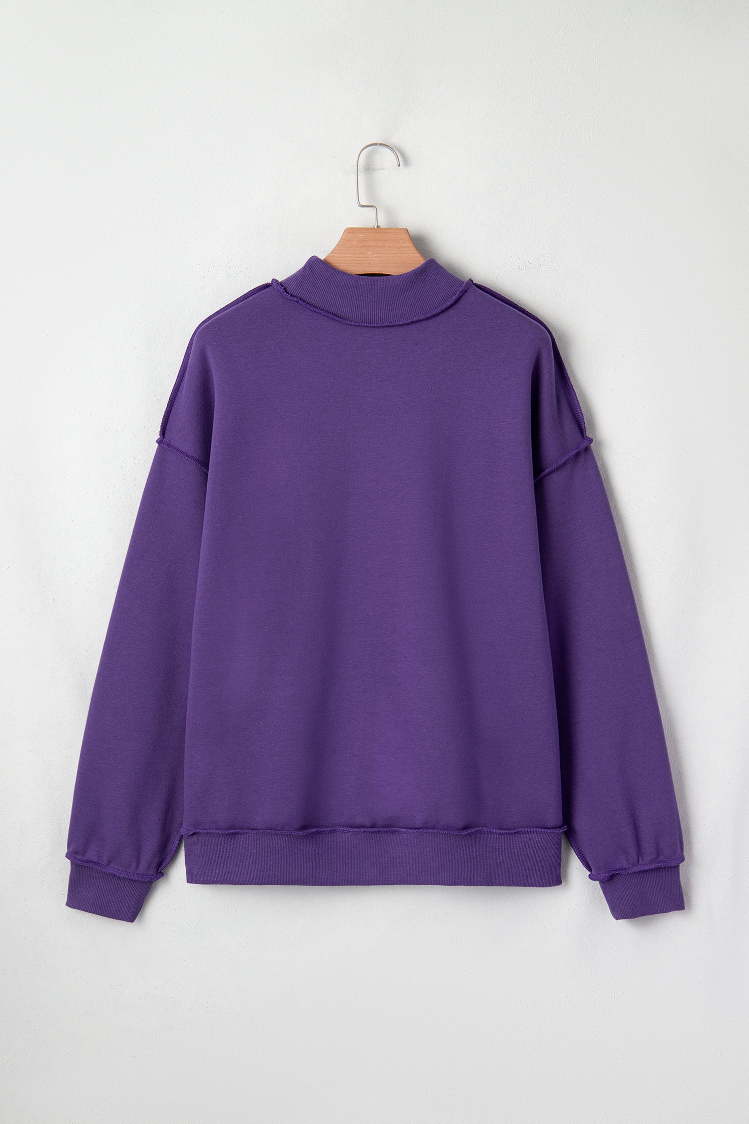 Tillandsia Purple Oversize Drop Shoulder Reversible Mock Neck Sweatshirt-Tops/Sweatshirts & Hoodies-[Adult]-[Female]-2022 Online Blue Zone Planet
