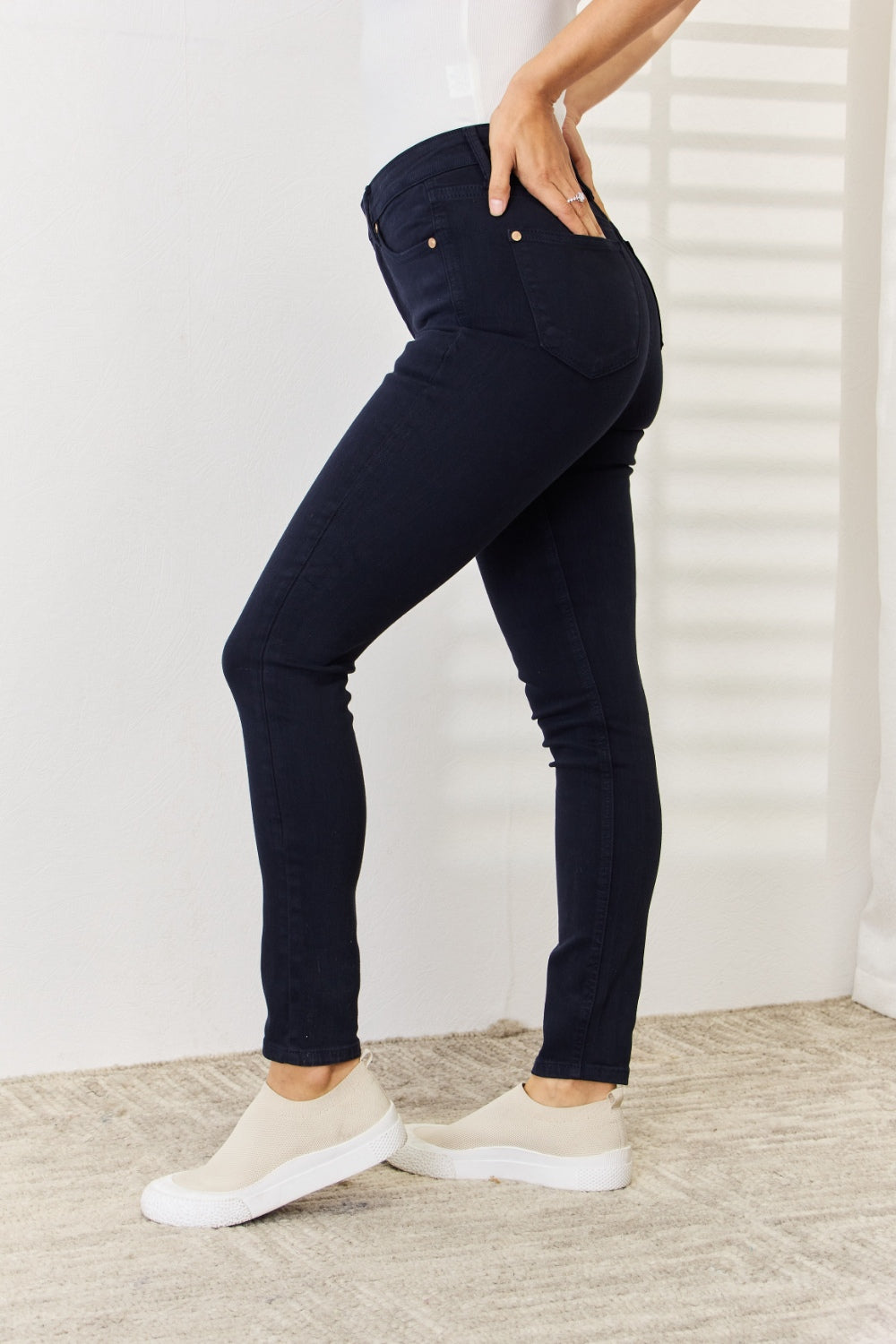 Judy Blue Full Size Garment Dyed Tummy Control Skinny Jeans-BOTTOM SIZES SMALL MEDIUM LARGE-[Adult]-[Female]-2022 Online Blue Zone Planet