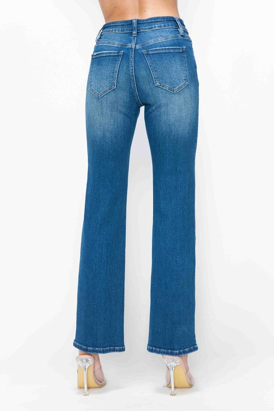 Blue Zone Planet | bytos Full Size Cat's Whiskers High Rise Straight Jeans-BOTTOMS SIZES SMALL MEDIUM LARGE-[Adult]-[Female]-2022 Online Blue Zone Planet