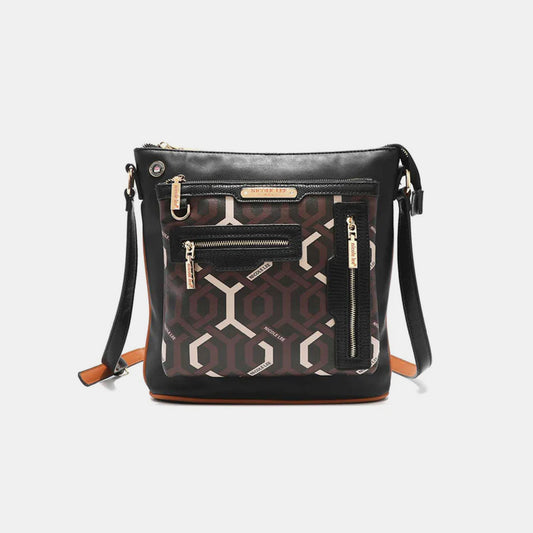 Nicole Lee USA Geometric Pattern Crossbody Bag-HANDBAGS-[Adult]-[Female]-Black-One Size-2022 Online Blue Zone Planet