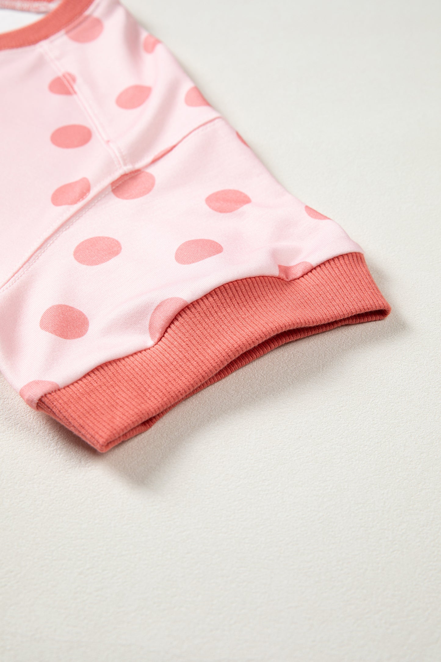Pink Color Block Trim Polka Dot Casual Tee-Tops/Tops & Tees-[Adult]-[Female]-2022 Online Blue Zone Planet