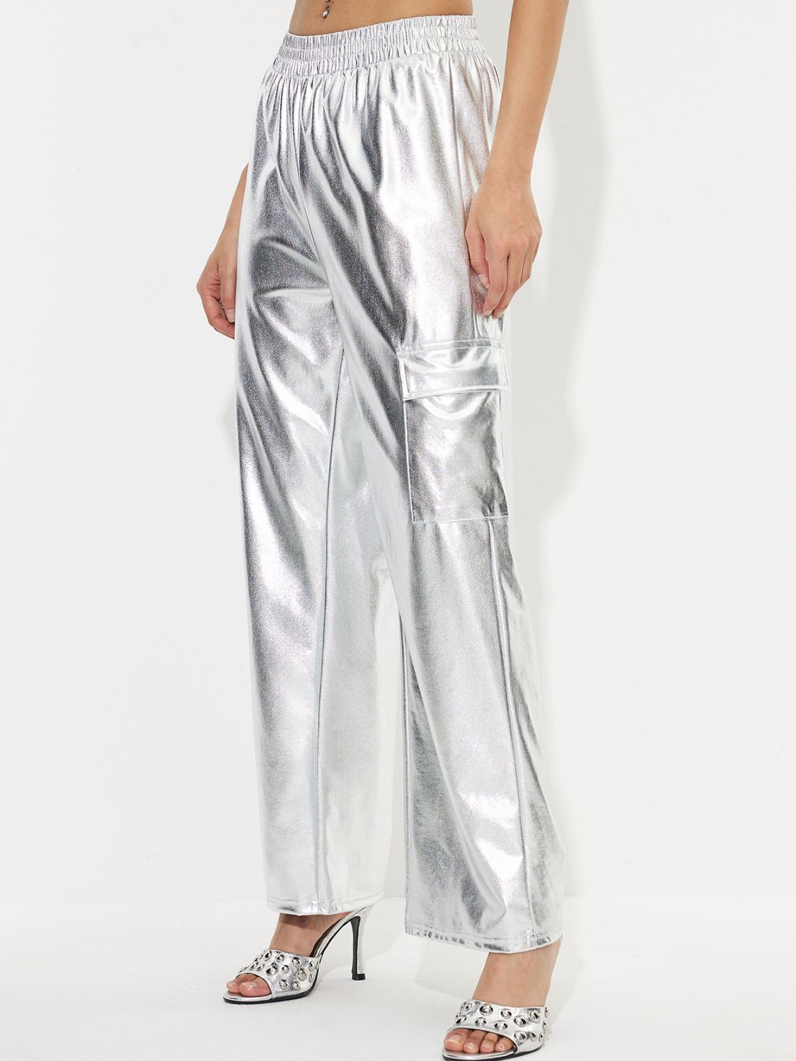 Elastic Waist Wide Leg Pants-BOTTOMS SIZES SMALL MEDIUM LARGE-[Adult]-[Female]-2022 Online Blue Zone Planet