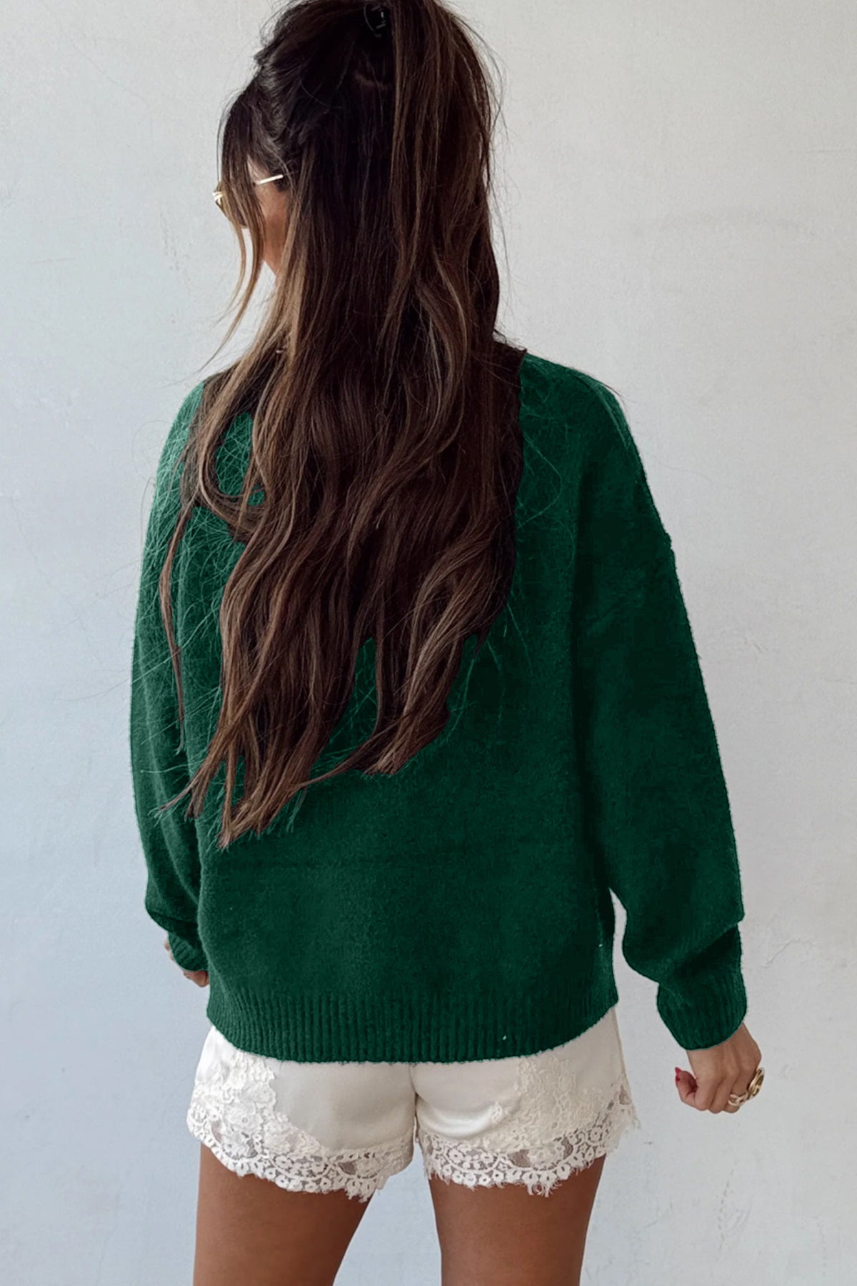 Green Wild Mallard Drop Shoulder Round Neck Long Sleeve Pullover Sweater-Sweaters & Cardigans/Sweaters-[Adult]-[Female]-2022 Online Blue Zone Planet