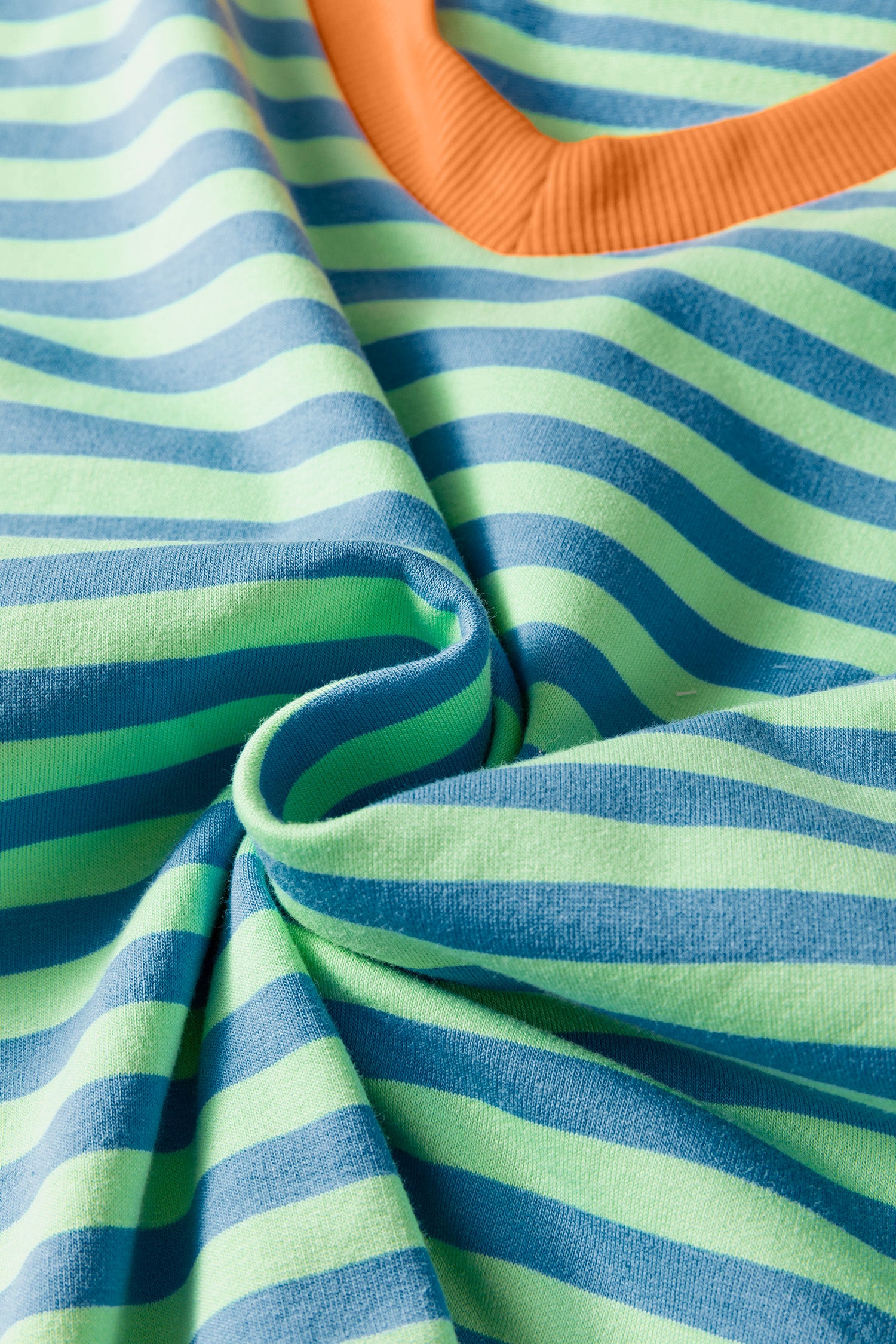 Green Stripe Colorblock Trim V Neck Tee Drawstring Elastic Waist Short Set-Two Piece Sets/Short Sets-[Adult]-[Female]-2022 Online Blue Zone Planet
