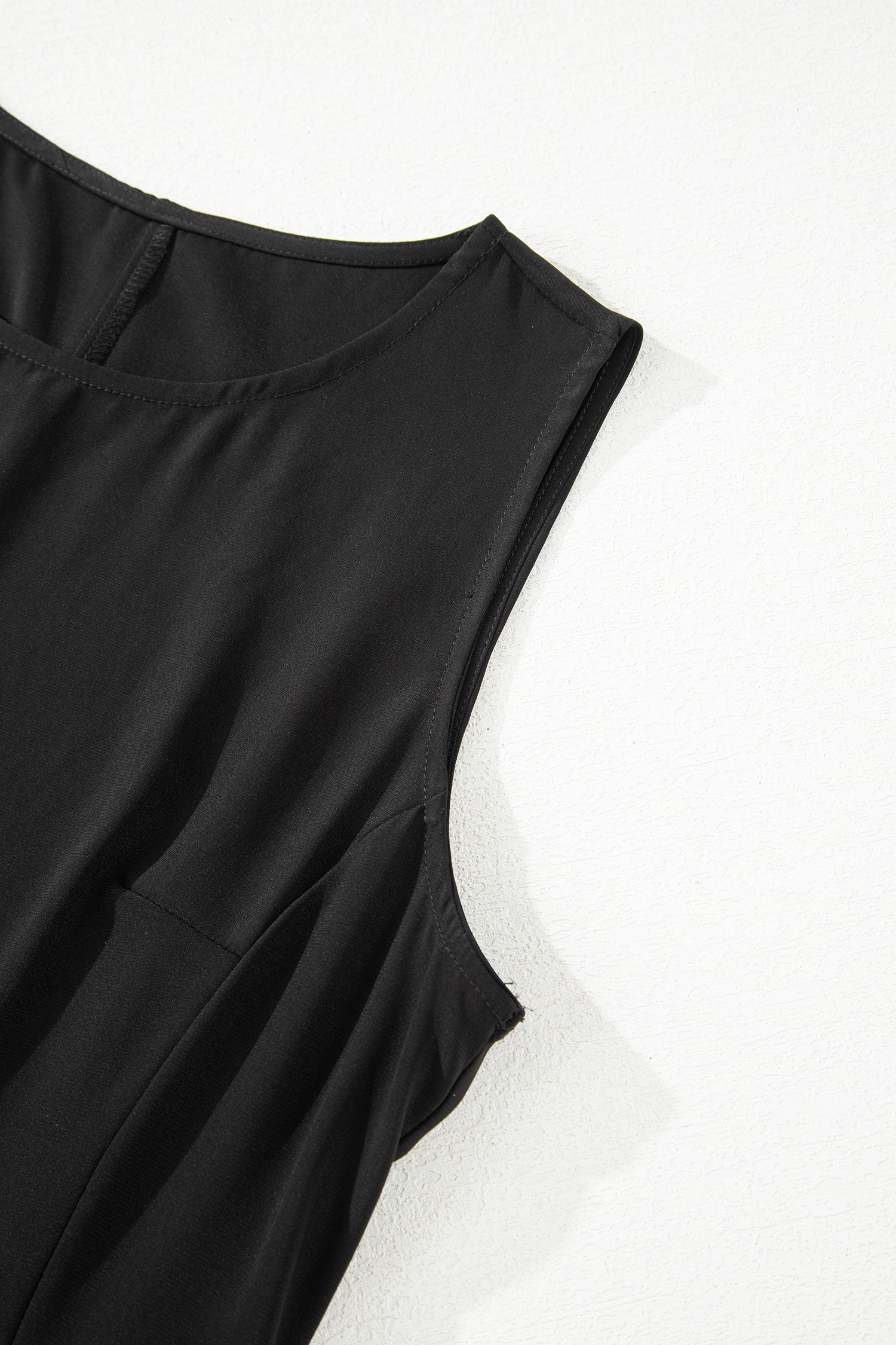 Black Solid Color Sleeveless Sheer Floral Lace Patchwork Long Dress-TOPS / DRESSES-[Adult]-[Female]-2022 Online Blue Zone Planet