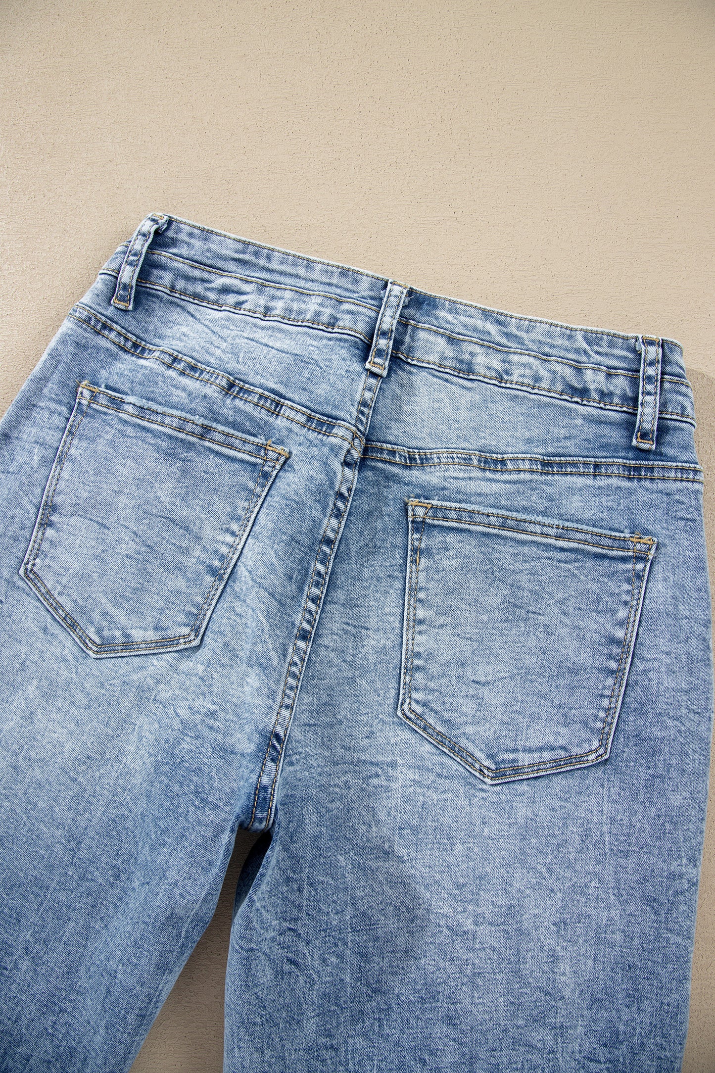 Beau Blue Acid Wash Pocket Detail Flare Jeans-Bottoms/Jeans-[Adult]-[Female]-2022 Online Blue Zone Planet