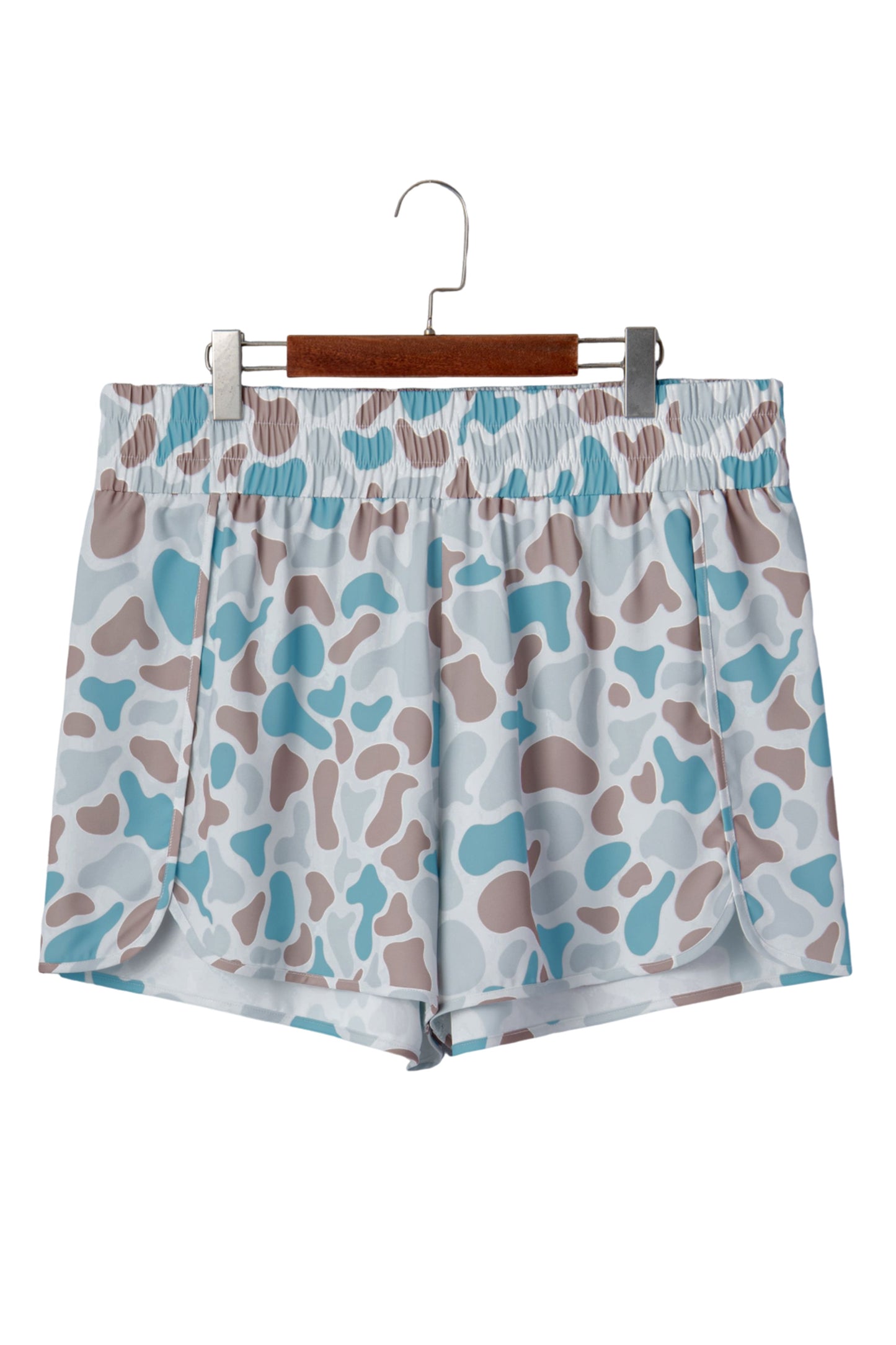Multicolour Plus Size Camouflage Elastic Waist Athleisure Shorts-Plus Size/Plus Size Bottoms-[Adult]-[Female]-2022 Online Blue Zone Planet