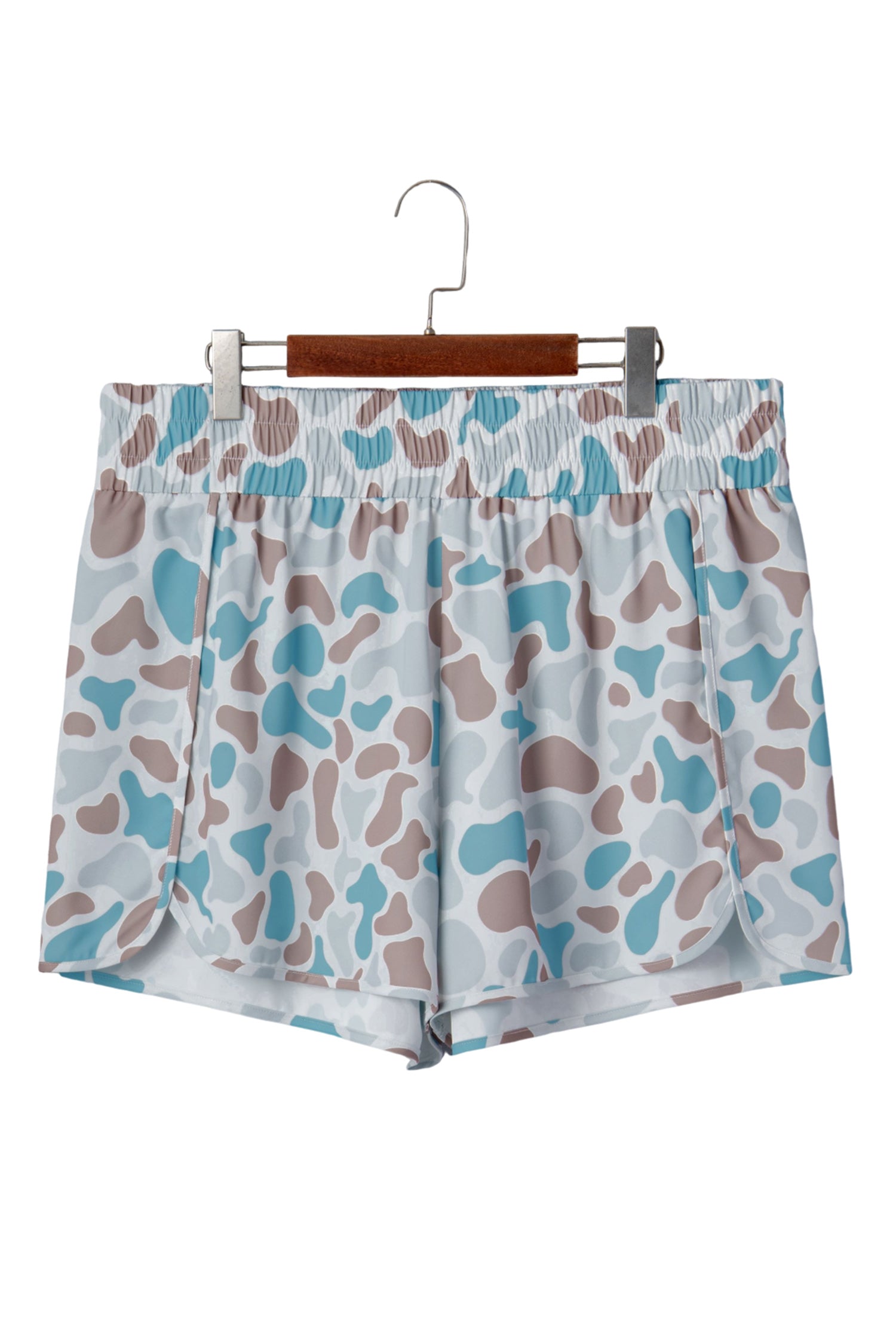 Multicolour Plus Size Camouflage Elastic Waist Athleisure Shorts-Plus Size/Plus Size Bottoms-[Adult]-[Female]-2022 Online Blue Zone Planet