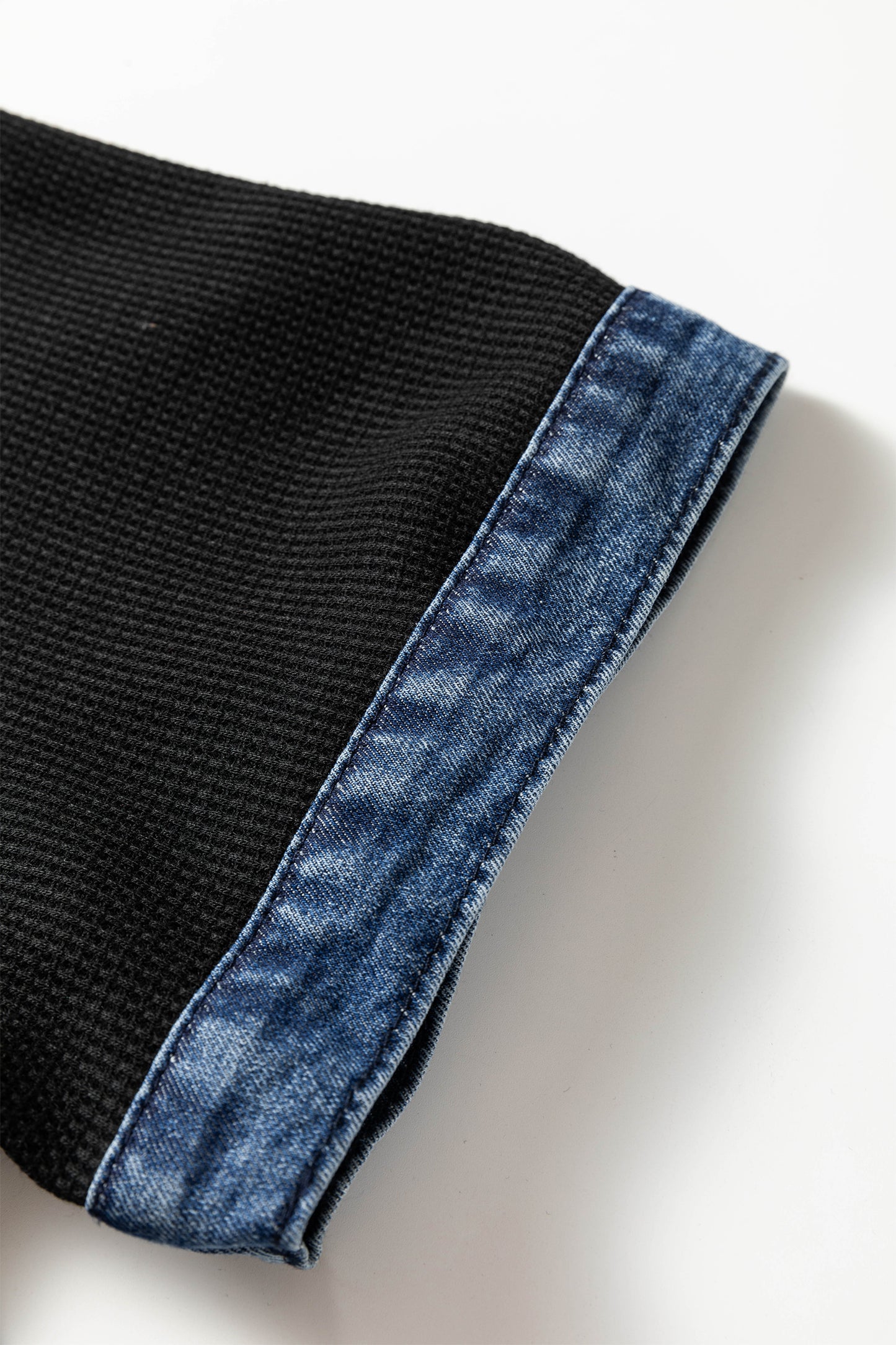 Black Colorblock Denim Collar Short Sleeve Plus Size Shift Dress-TOPS / DRESSES-[Adult]-[Female]-2022 Online Blue Zone Planet